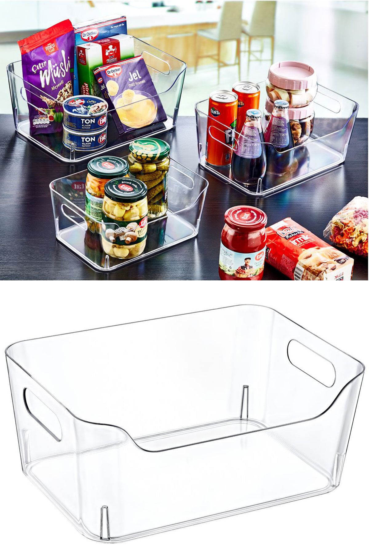SİHİRLİ AYAKLAR Clear 7 Litre Dolap İçi Düzenleyici Sepet, Saklama Kutusu, Banyo ve Mutfak Organizer (300x210x120mm)