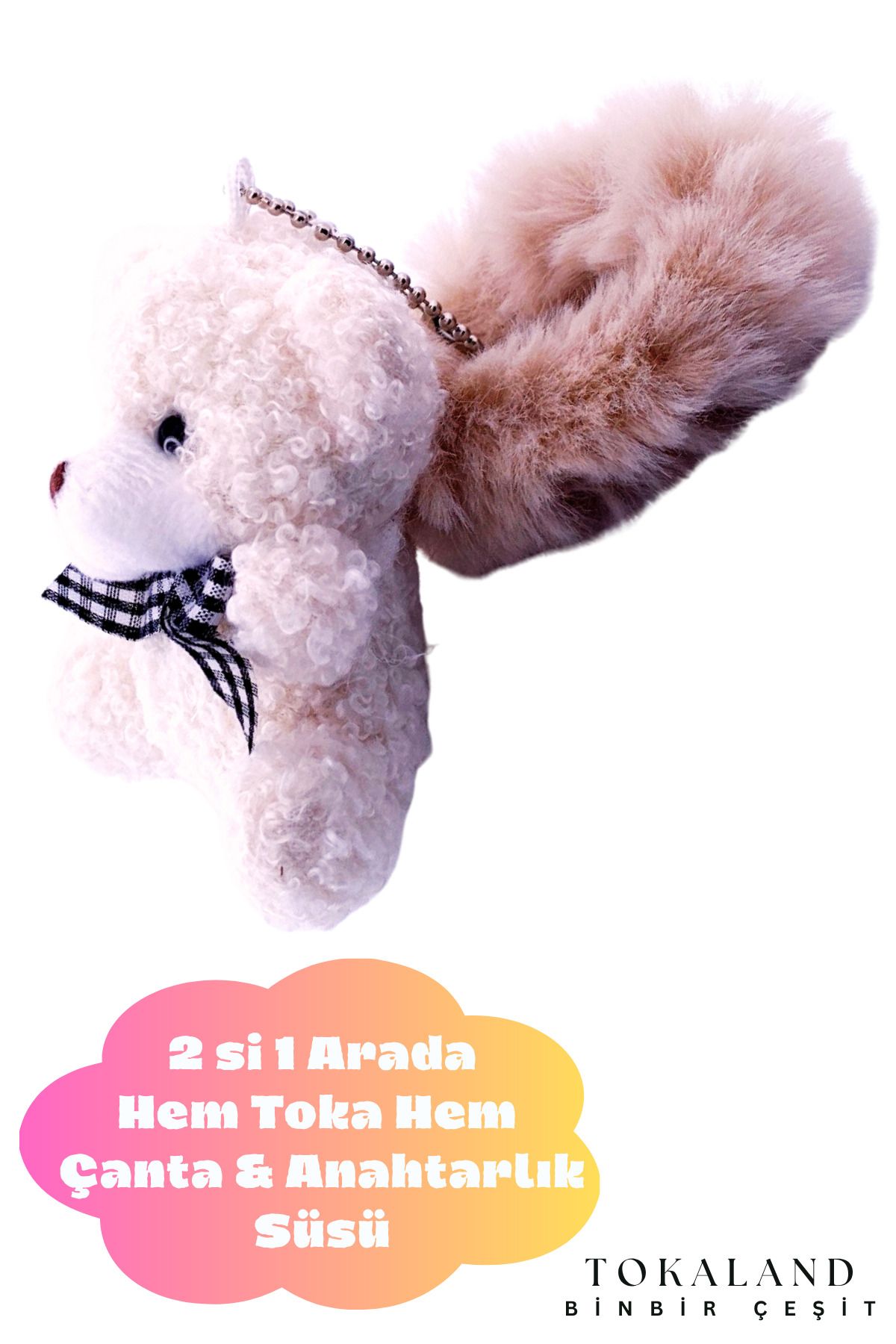 TOKALAND Peluş Ayıcıklı Toka - Saç Tokası Lastik Simit Toka - Ayıcıklı Kürklü Simit Toka - Sürpriz Hediyeli
