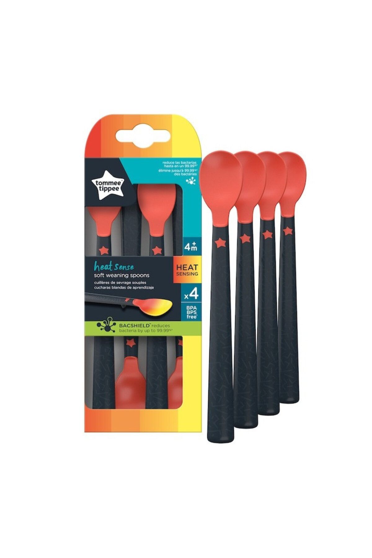 tommee tippee-Thermosensitive Spoons, from 4 months, Black/Red, 4 pcs 1