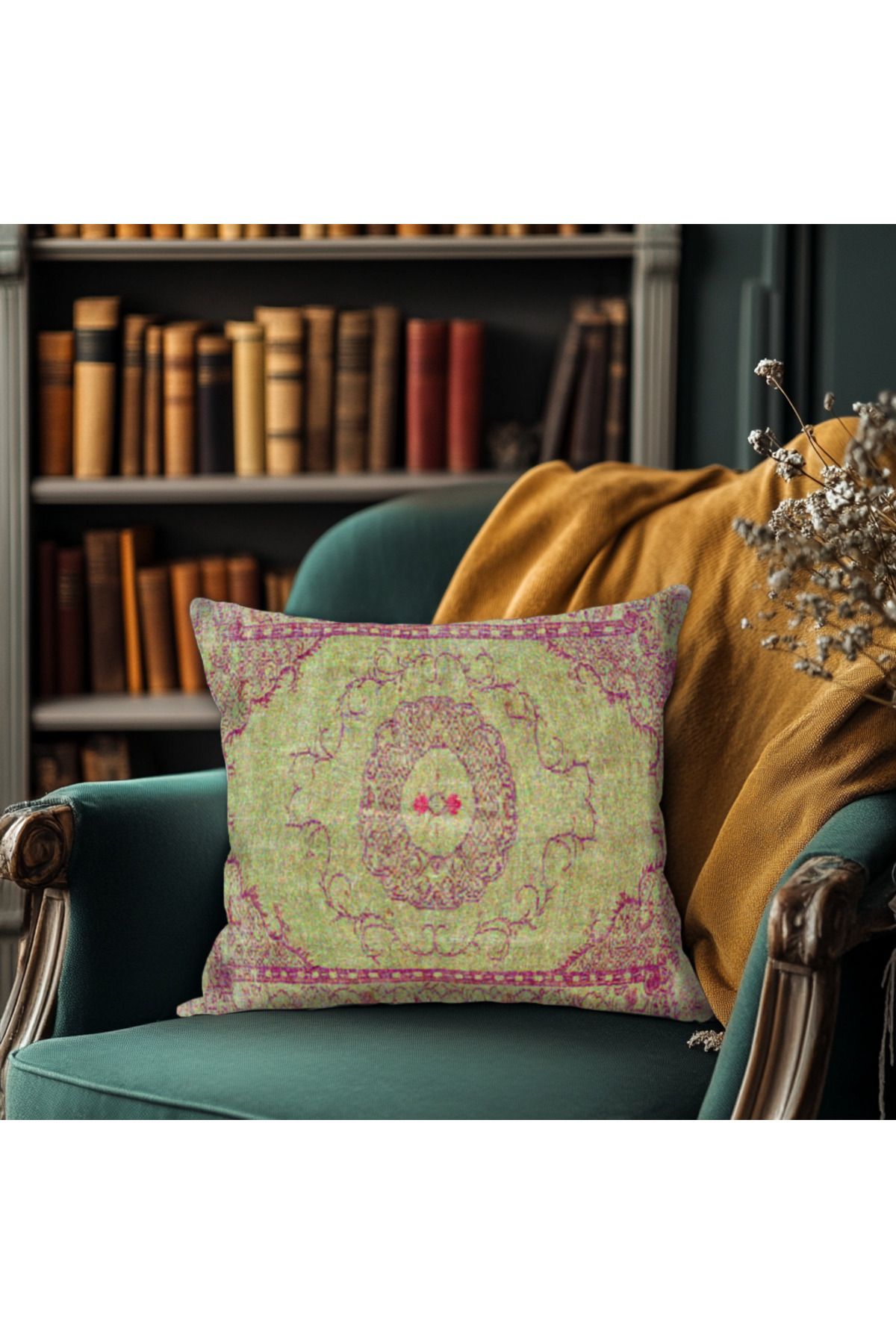 TURKISHRUG KINGDOM Eski Kilim Desenli Baskı Kırlent Kılıfı