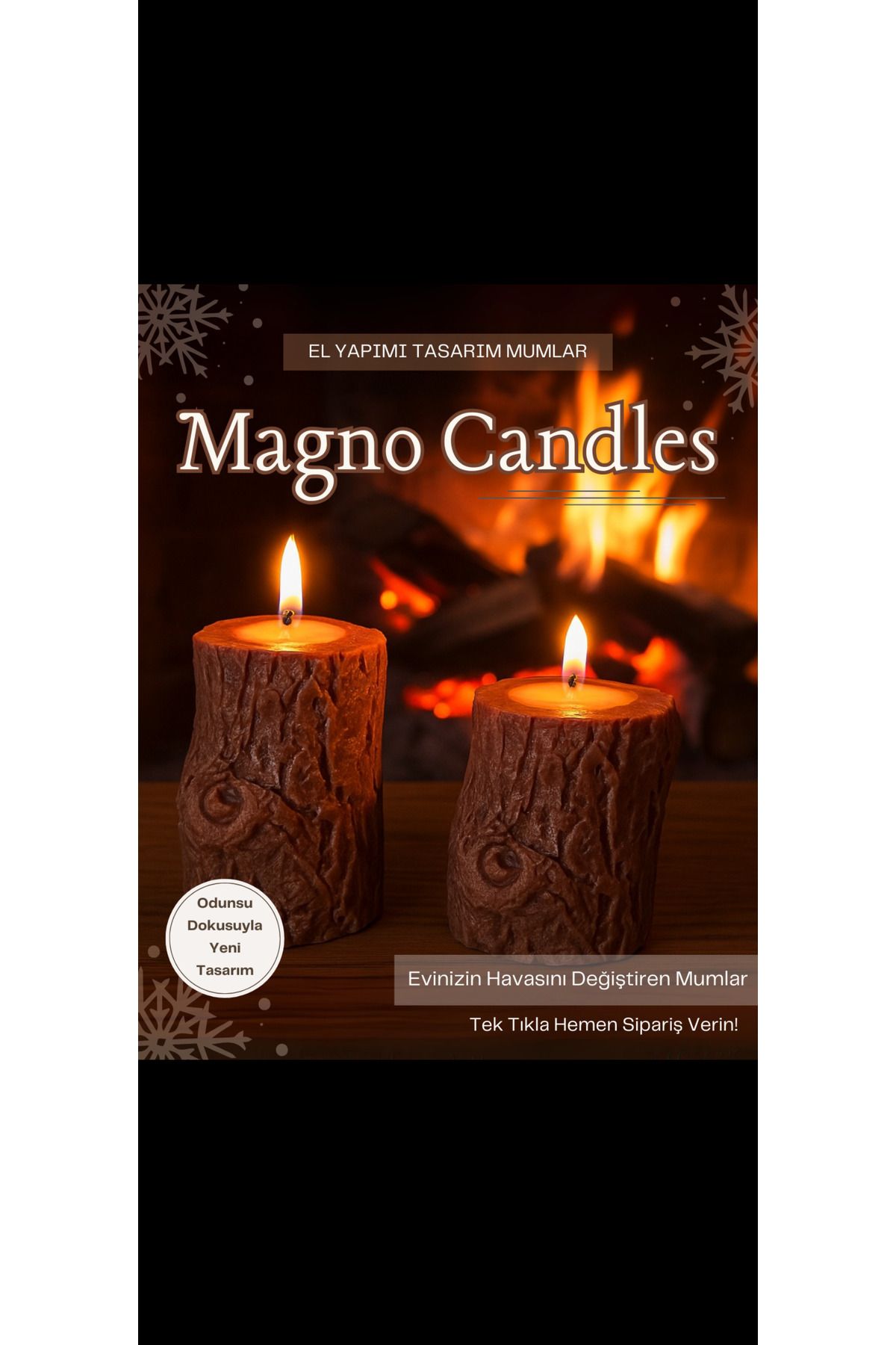 magnocandles Odunsu dokusuyla kütük mum 9x7 cm kokulu 2’li