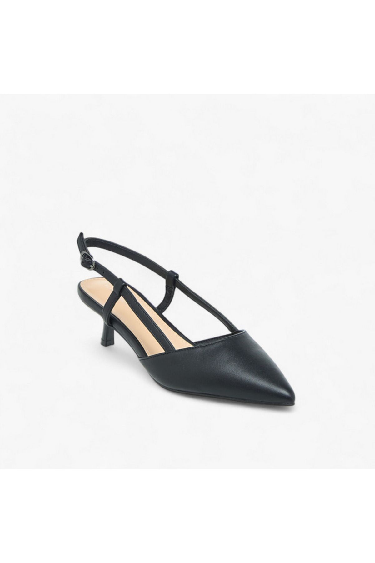 Flora Bella by Shoexpress-Flora Bella Solid Pointed Toe Shoes with Kitten Heels and Buckle Closure 2