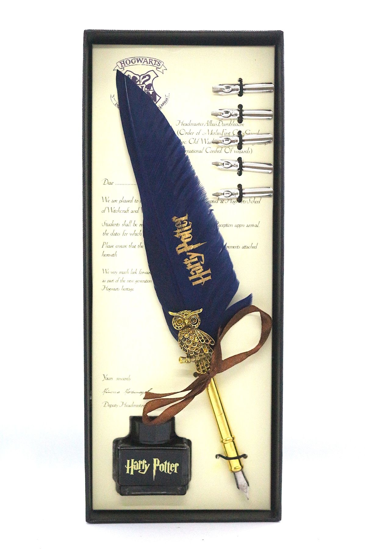shop Harry Potter Hediyelik Divid Kalem Seti Tüylü Divid Hokka Seti Mürekkep ve Yedek Uçlar Lacivert