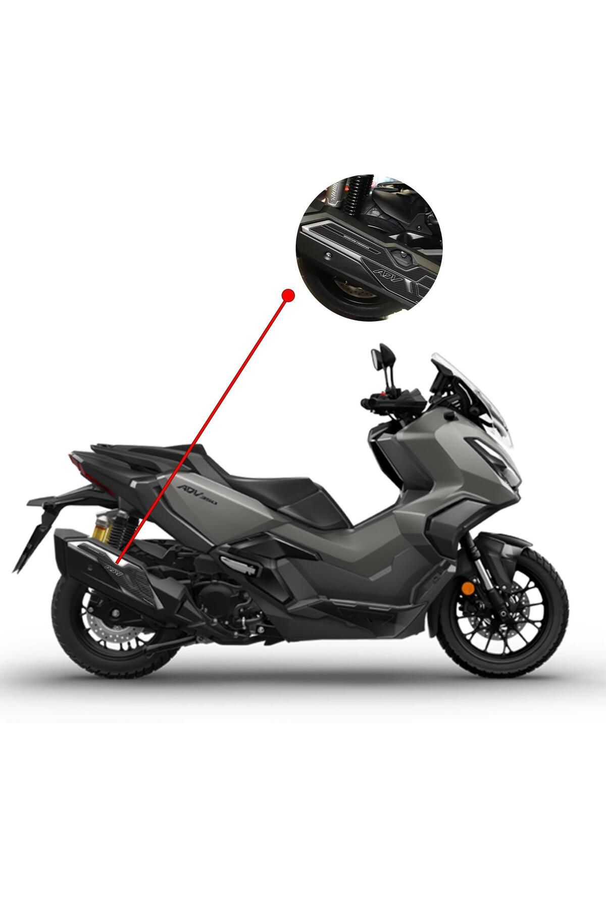 Redline Grafik ADV350 Karbon Görünümlü Egzos 3D Kabartmalı Pad Sticker Etiket Redlinegrafik