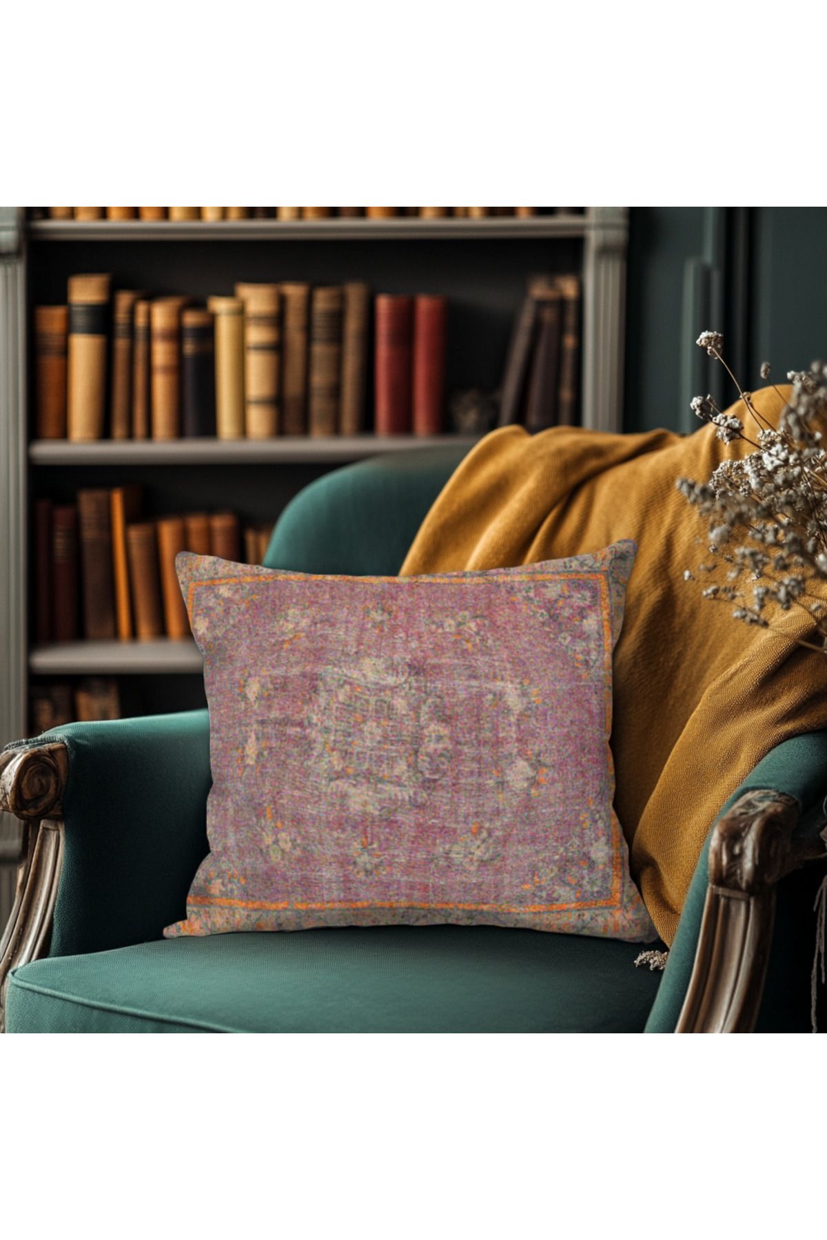 TURKISHRUG KINGDOM Vintage Motif Etnik Desenli Baskı Kırlent Kılıfı