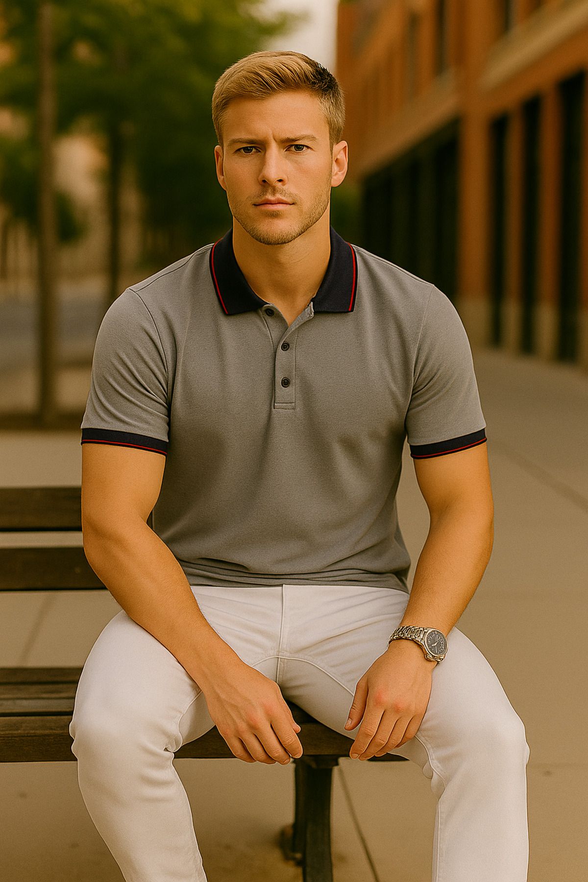 UOMOPARK 2988-1 Yaka Ve Manşet Detaylı Pamuklu Polo Yaka Regular Fit T shirt
