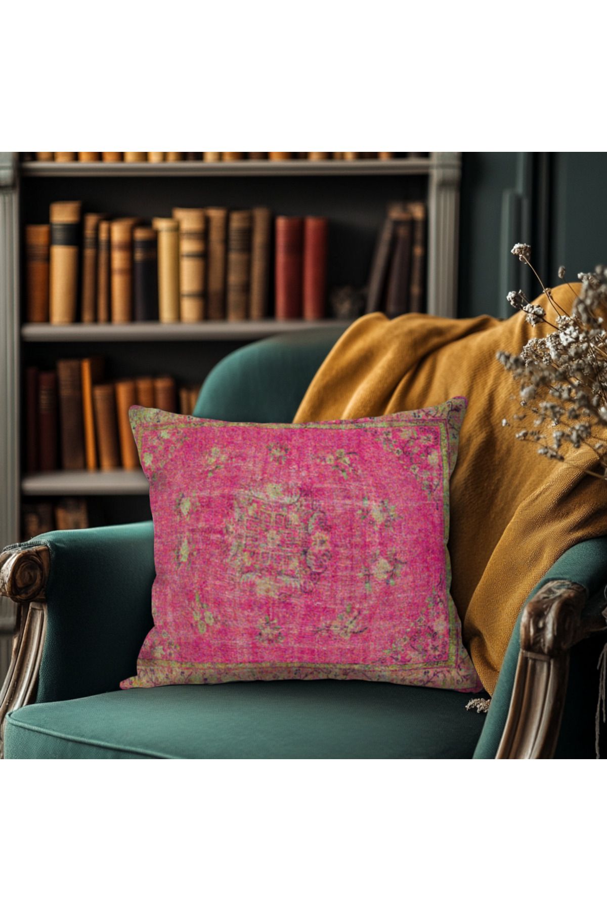 TURKISHRUG KINGDOM Vintage Motif Etnik Desenli Baskı Kırlent Kılıfı