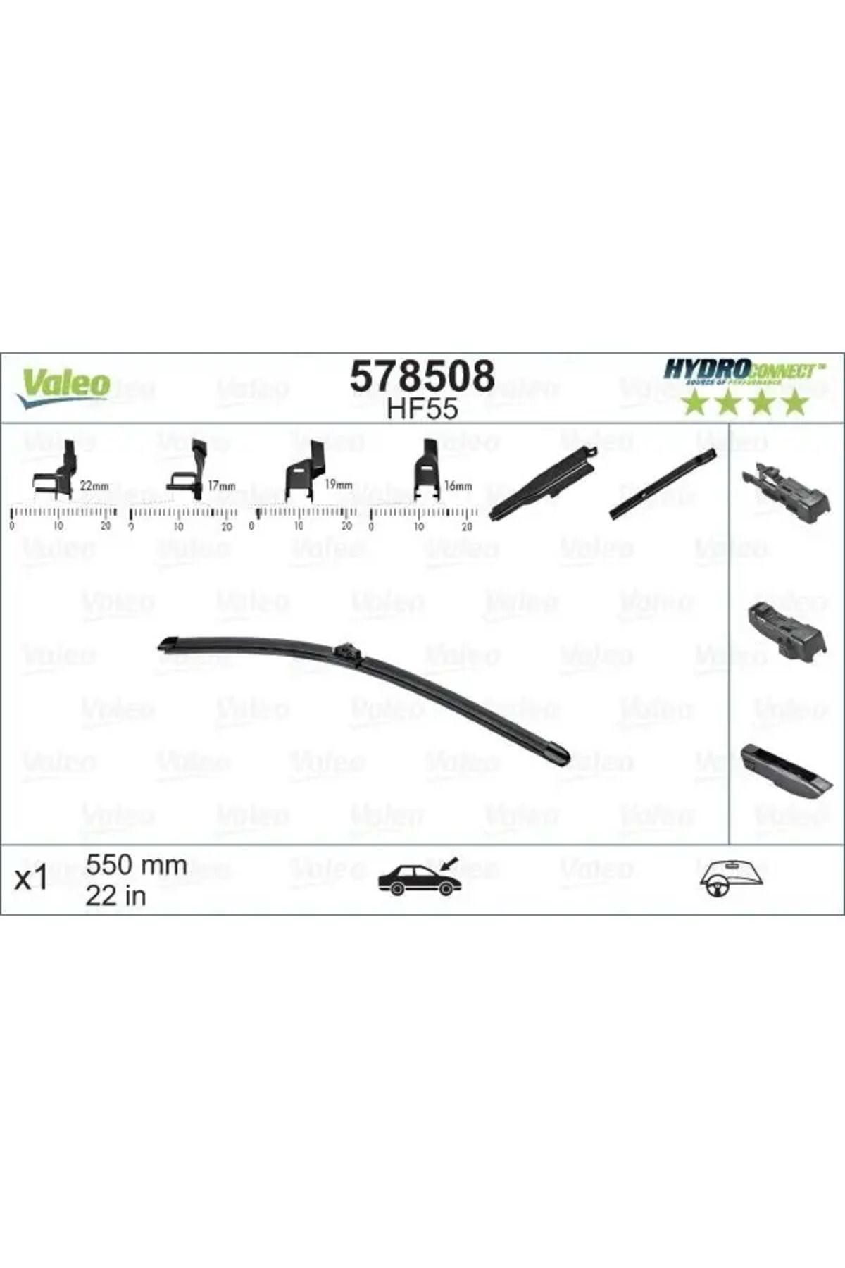 VALEO SILECEK SUPURGESI ON MUZ TIP 550mm HF55 (HYDROCONNECT COKLU BAGLANTI) / (X1)