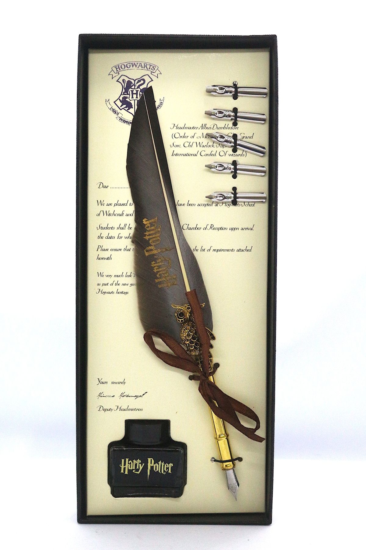shop Harry Potter Hediyelik Divid Kalem Seti Tüylü Divid Hokka Seti Mürekkep ve Yedek Uçlar Gri