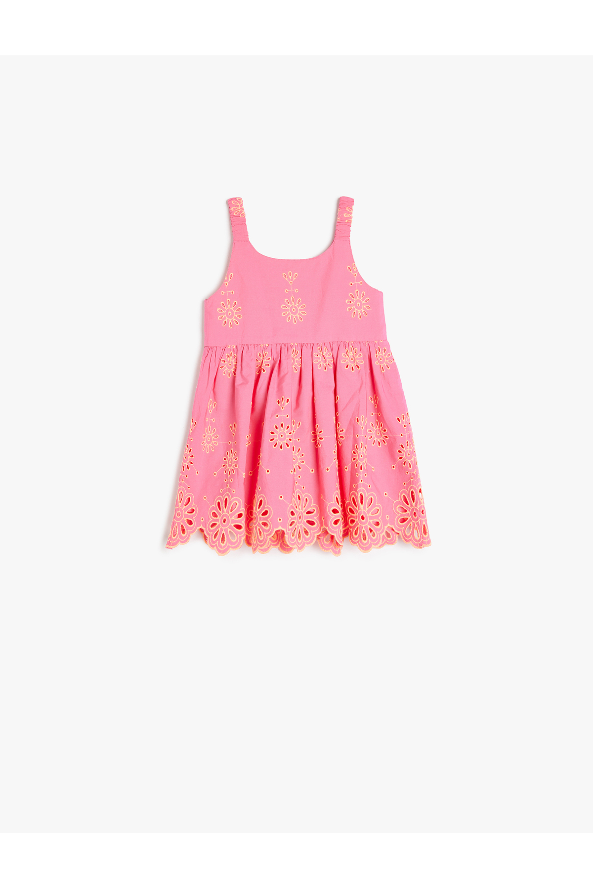 Koton Yuvarlak Yaka Nakış Detaylı Pamuklu Askılı Elbise fotoğrafı 2 (önizleme)