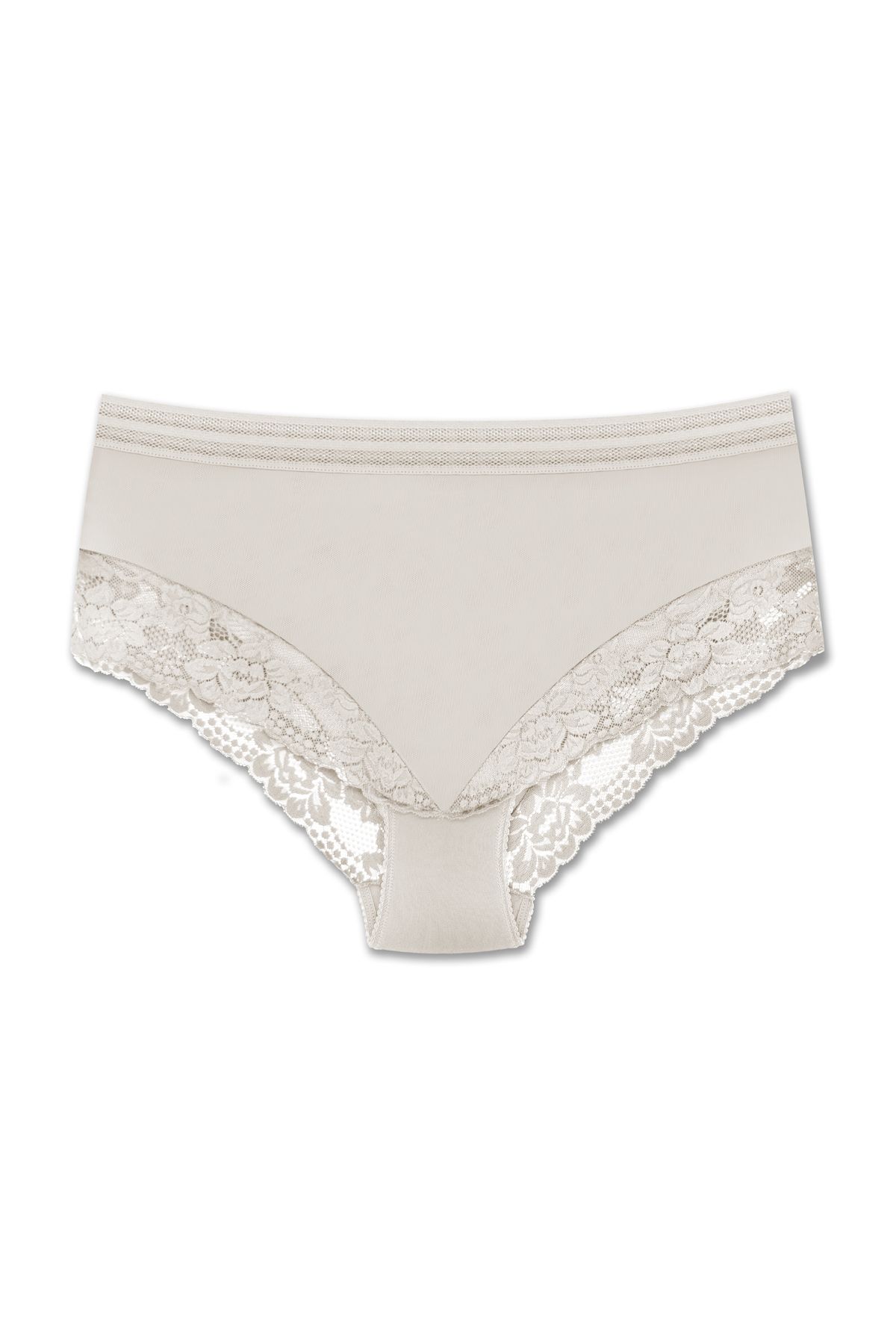 ZENA UNDERWEAR Tül ve Dantel Detaylı Lastikli Yüksek Bel Büyük Beden Kadın Külot