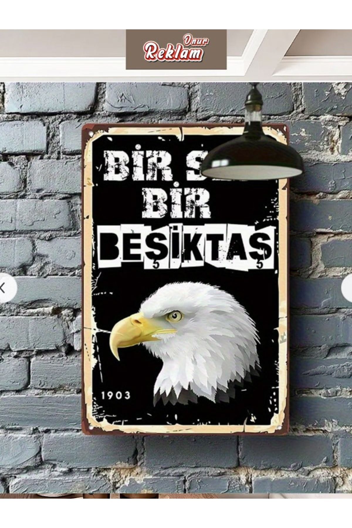 Onur Reklam BJK Kartal Metal Tablo – “Bir Sen Bir Beşiktaş” Sloganlı (20x30cm)