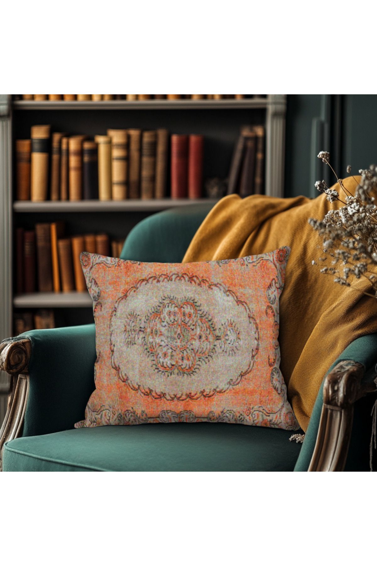 TURKISHRUG KINGDOM Etnik Motif Desenli Baskı Çift Yüzlü Kırlent Kılıfı