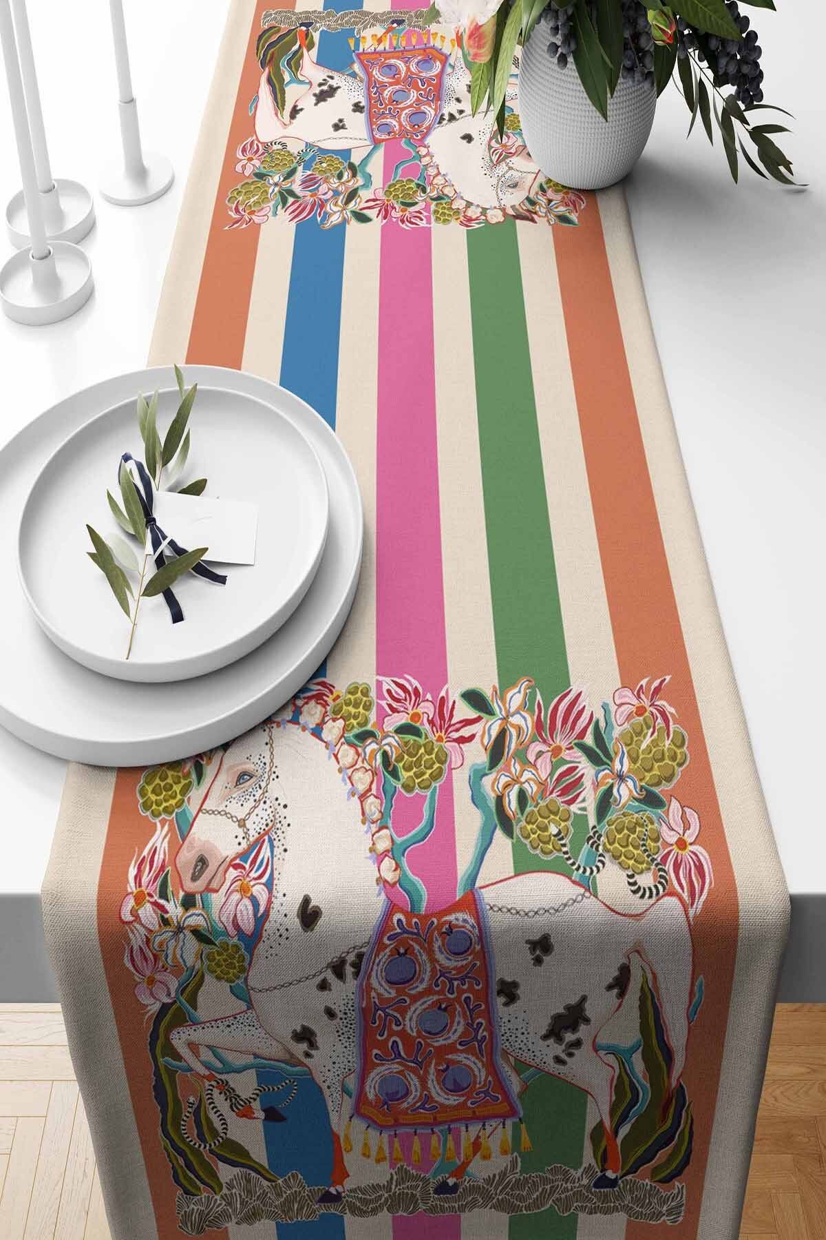 Pilloveland Runner Dolce Desenli Süet Dokuma 140*40 Cm