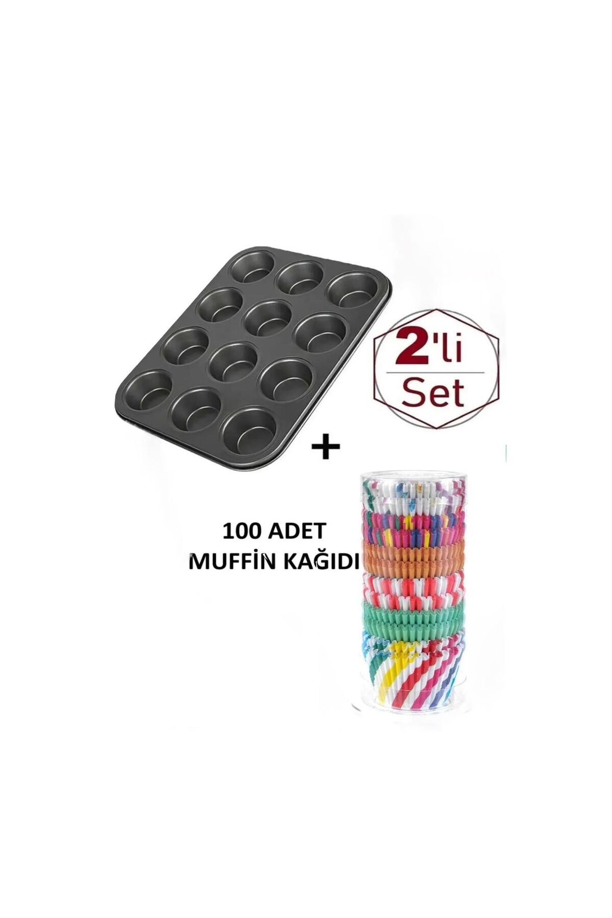 evikonu 12 Lİ MUFFİN KEK KALIBI-100 ADET MUFFİN CUPKEK