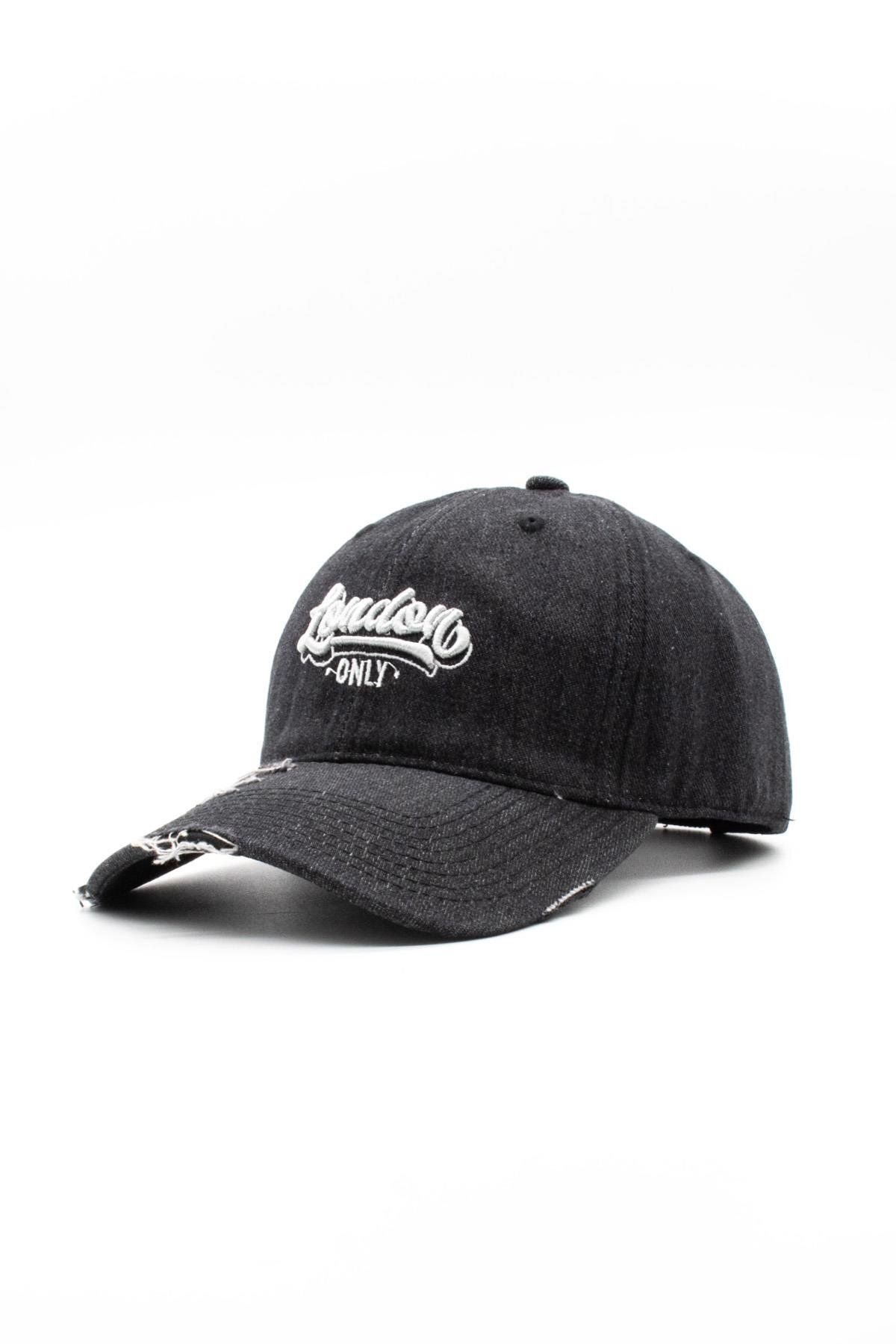 Külah Vintage Eskitme Nakışlı Denim Şapka | London Trucker Kep