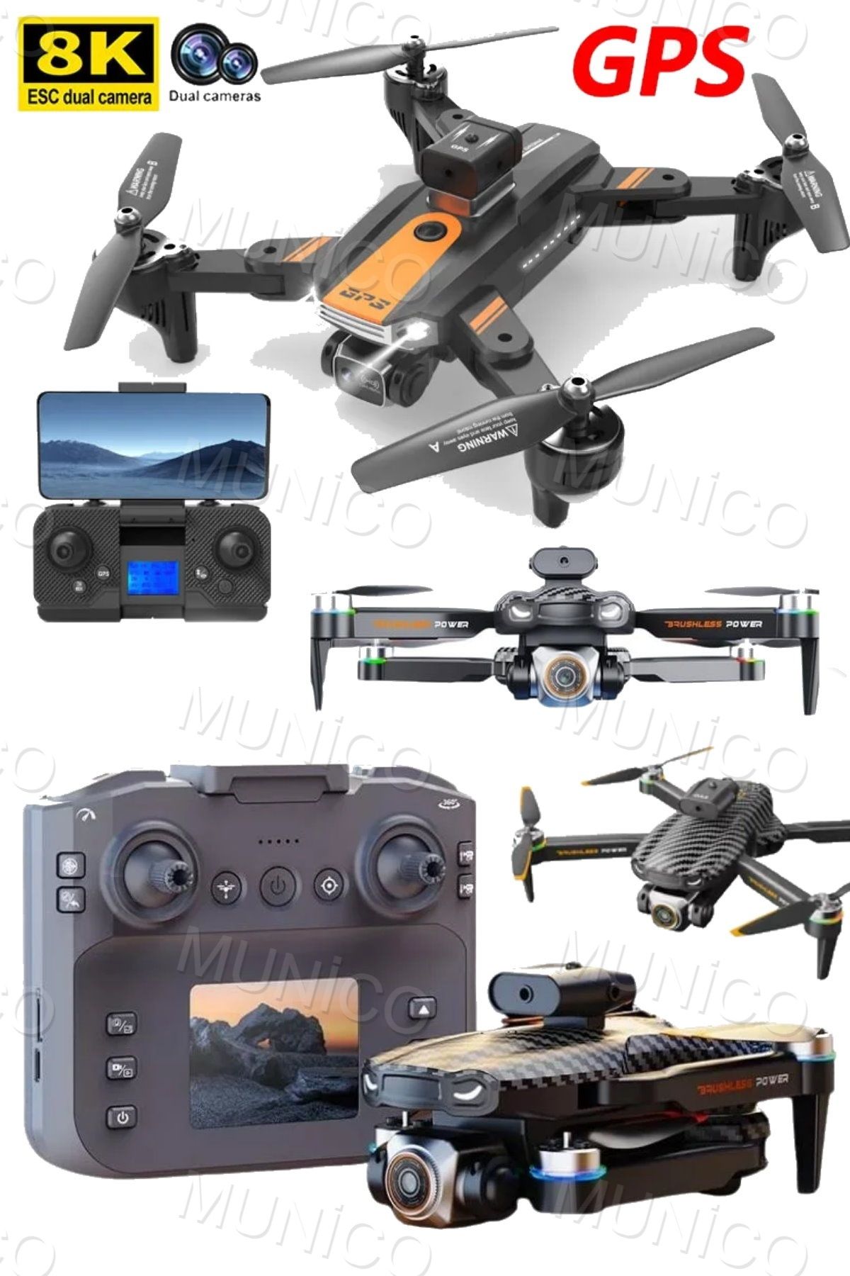 Munico Ekran Kumandalı & Profesyonel Hava Fotoğrafçılı Eğlenceli Video Çekimi Uzun Süre Kullanım Drone