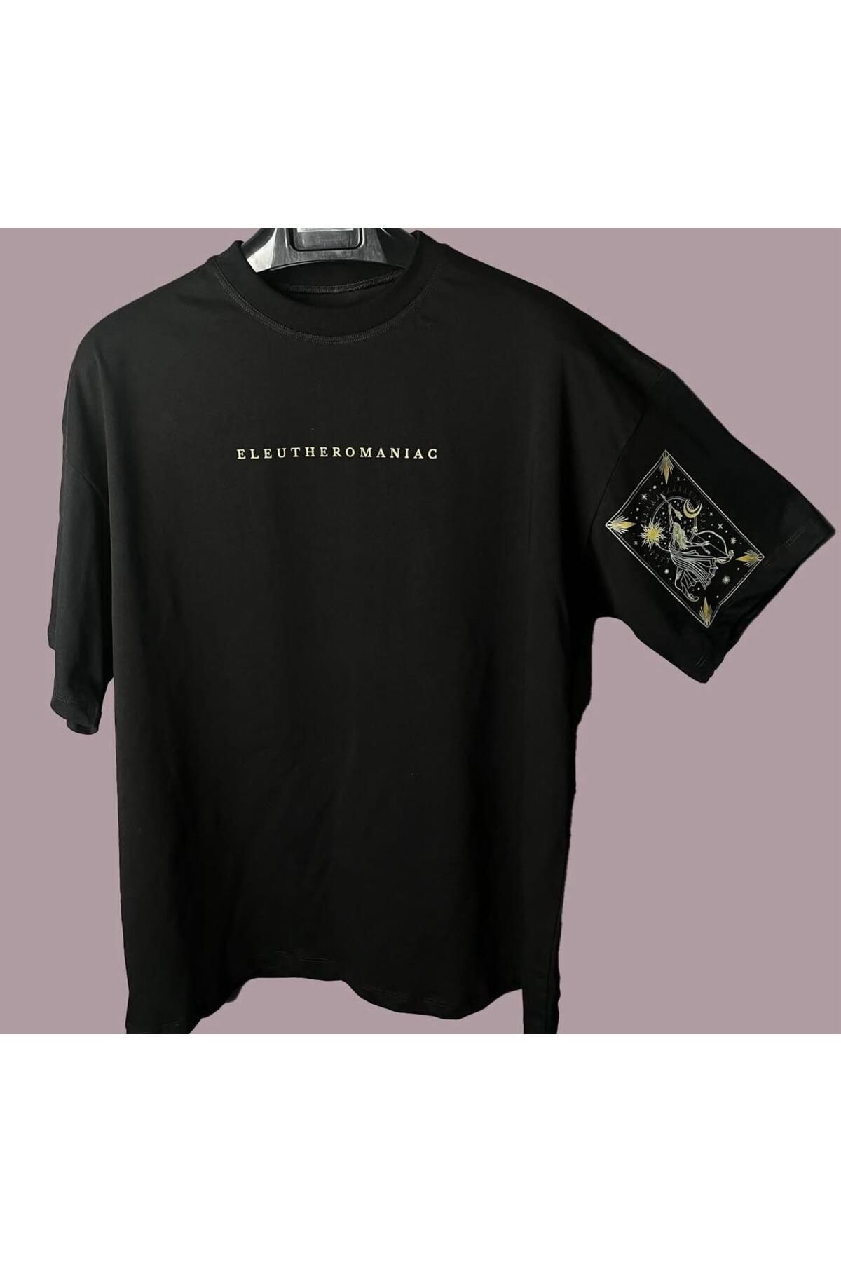 BY FAS MAN Erkek Siyah Kol Detaylı Oversize T-shirt