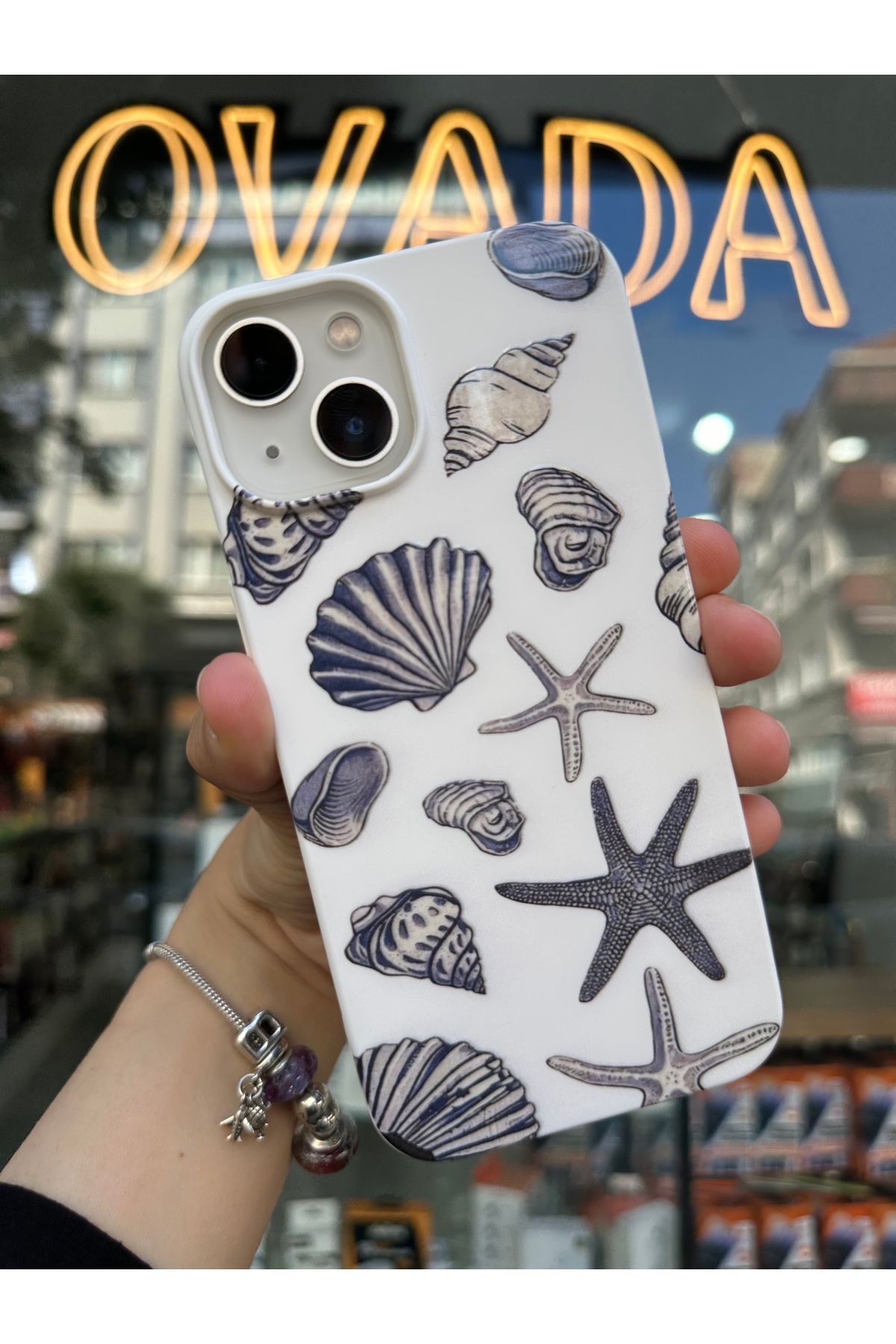 OVADA iPhone 13/14 Uyumlu Kamera Çıkıntılı Yaz Temalı Deniz Yıldızı Baskılı İçi Kadife Silikon Kılıf