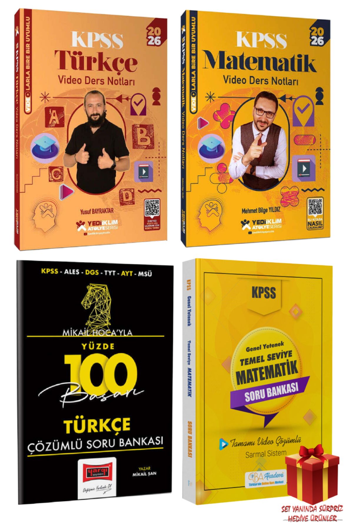 Yediiklim Yayınları 2026 Yediiklim KPSS Türkçe Video Ders Notları+Matematik Video Ders Notu+Soru Bankaları+Hediye