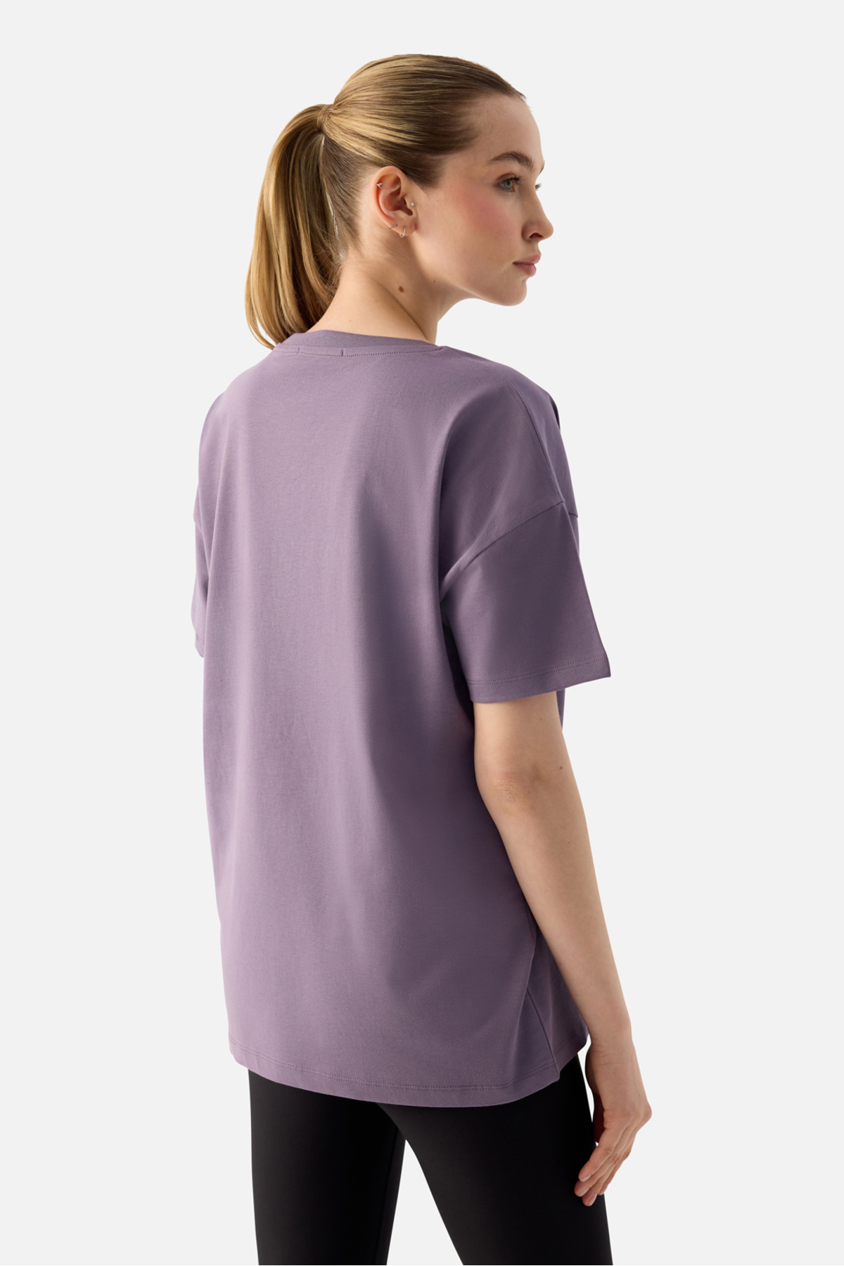 Superstacy Elora Rahat Kalıp Oversize Koyu Lila Tişört görsel 4