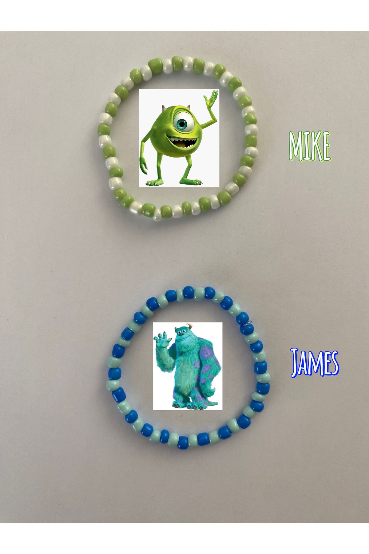 RİVER Sevimli Canavarlar Mike&James Arkadaş Bilekliği/ Boncuklu Bileklik / Perle
