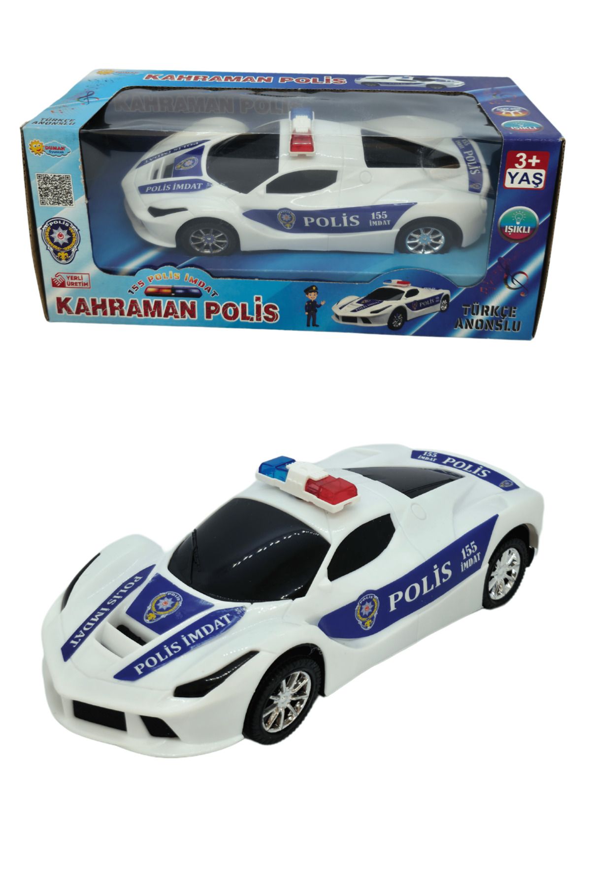 RAF Store Pilli Işıklı Türkçe Anonslu Çarp Dön Polis Arabası 21 Cm