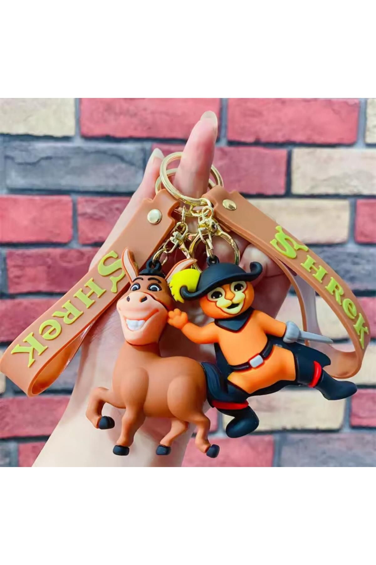EBAdizayn Figürlü 3D Silikon Anahtarlık SHREK KEDİSİ
