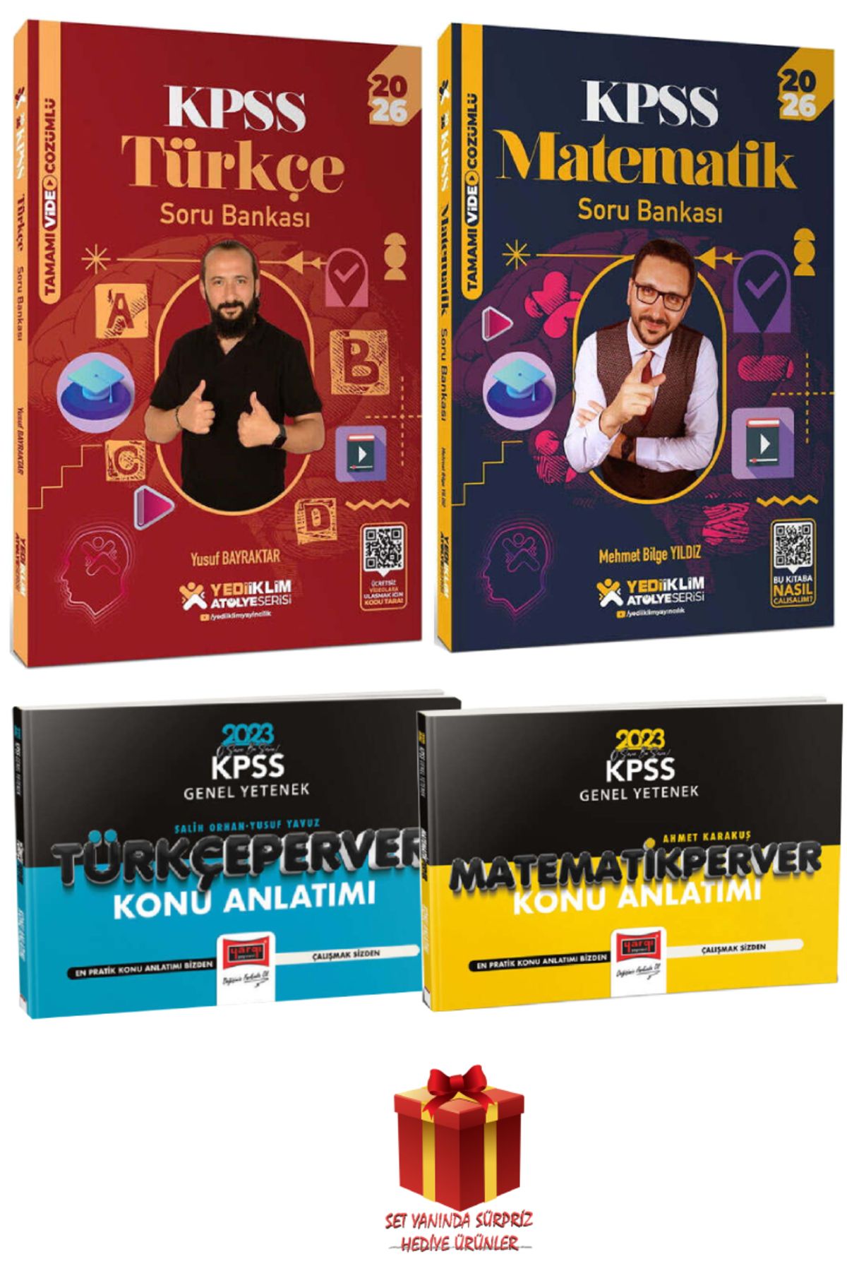 Yediiklim Yayınları 2026 Yediiklim KPSS Türkçe Soru Bankası+Matematik Soru Bankası+Konu Anlatımlar+Hediye