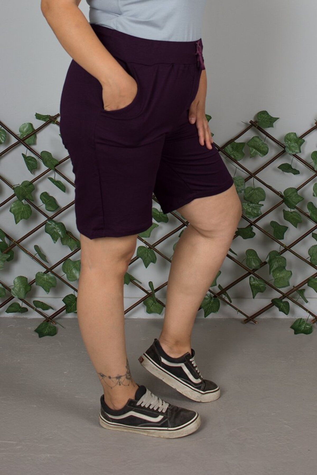Truva XXL-Plus Size Plum Combed Cotton Shorts – Comfortable and Flexible for Daily Use 2