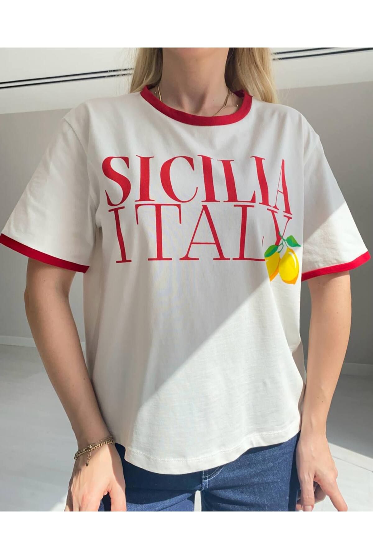 Ecenin Favorileri Limon Baskılı Tshirt