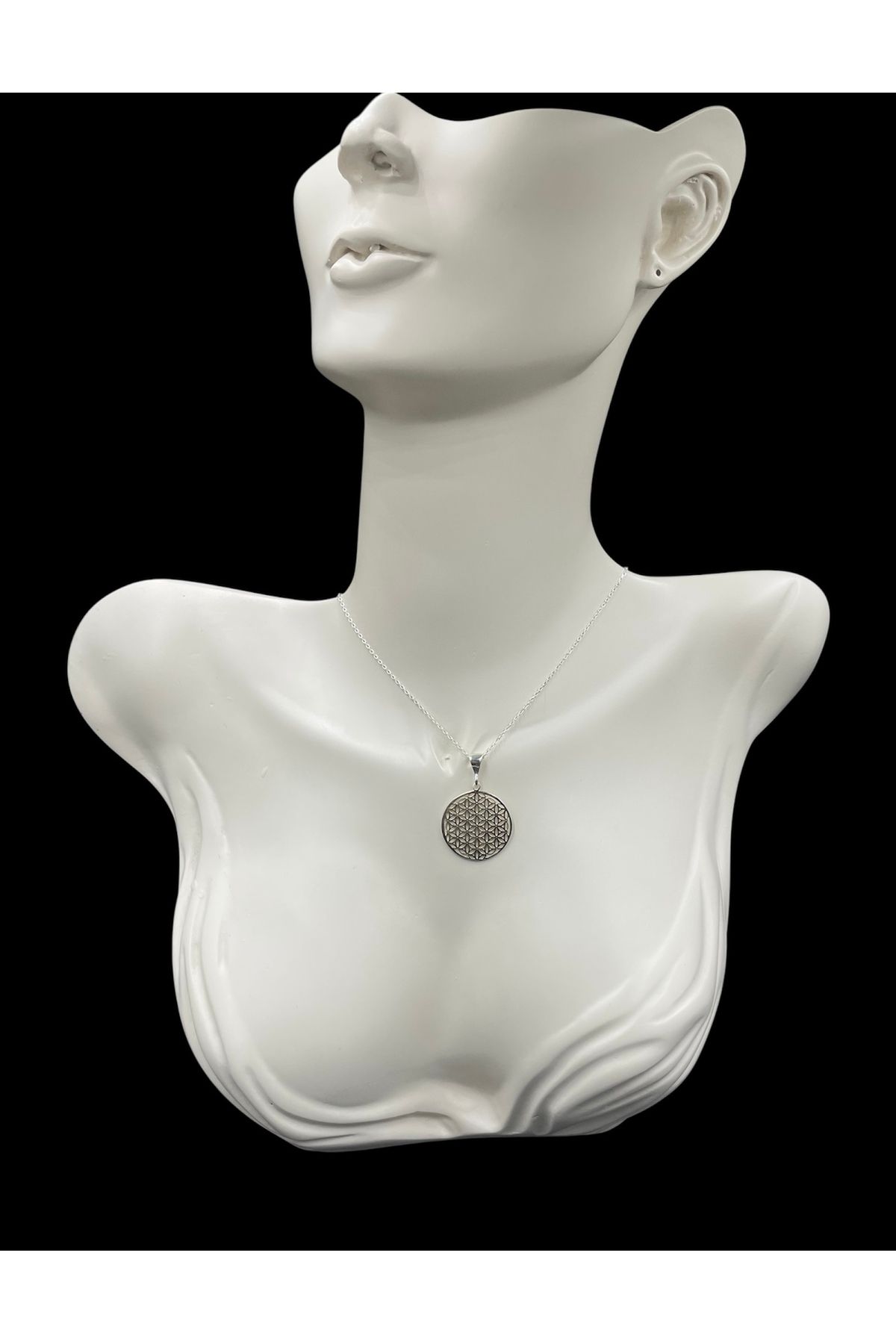 nefjewelrydesign 925 Ayar Gümüş 42cm Zincirli Yaşam Çiçeği Kolye
