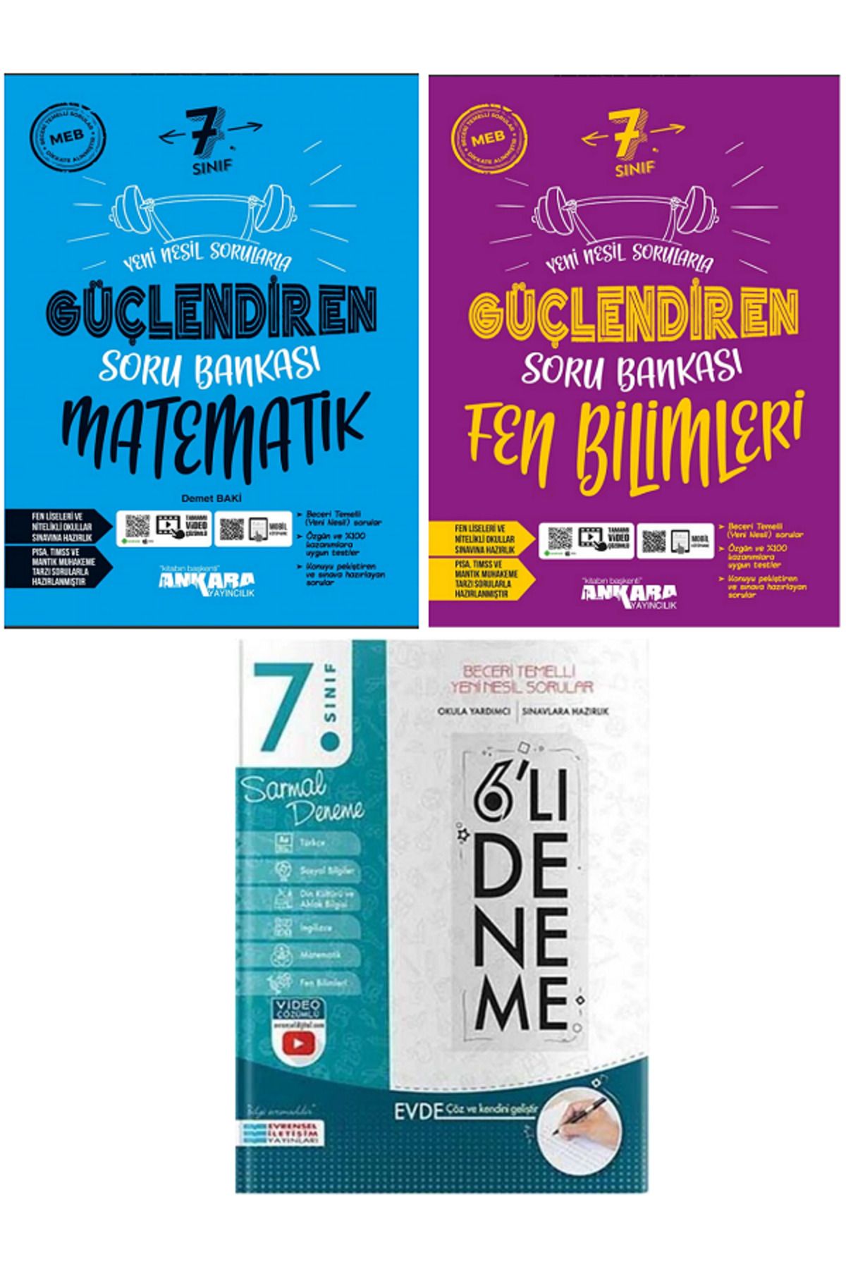Evrensel İletişim Yayınları 7.Sınıf Ankara Güçlendiren Matematik + Fen Bilimleri Soru Bankaları + Evrensel 6'Lı Sarmal Deneme