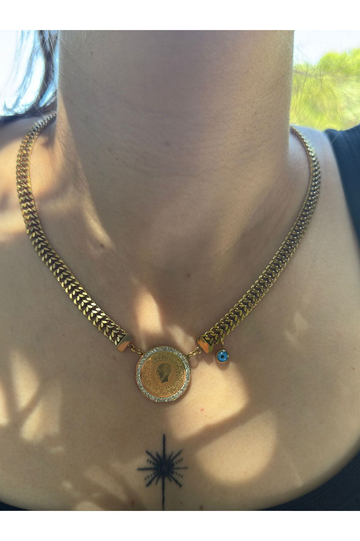 LUNESSA GOLD İŞLEMELİ KOLYE
