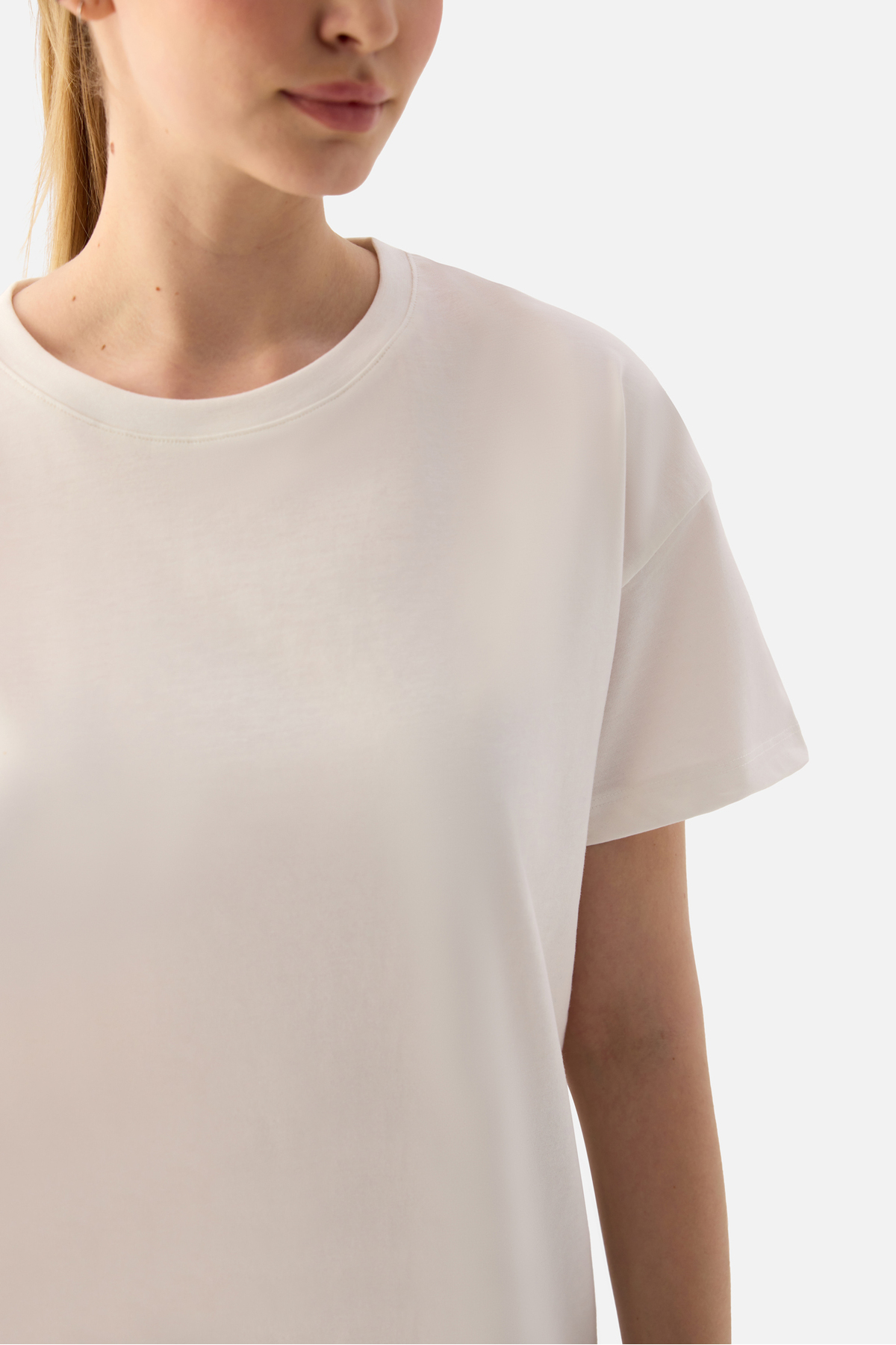 Superstacy Elora Rahat Kalıp Oversize Krem Tişört görsel 6