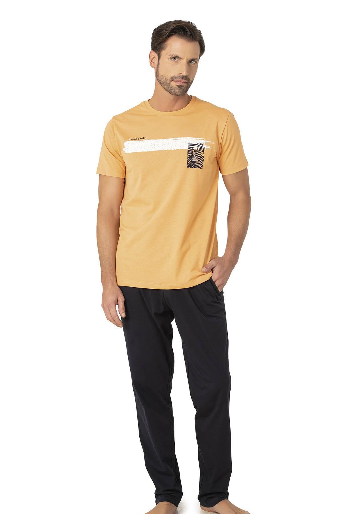 Pierre Cardin , Bisiklet Yaka, Baskılı, Yazlık Pijama Takım, %100 Pamuk