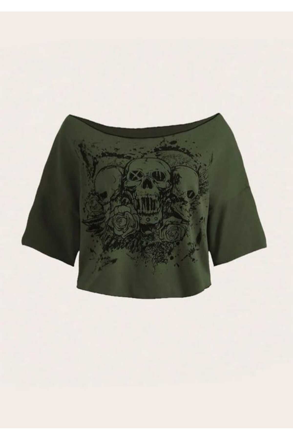 İsra Ayyıldız Moonstar Collection Düşük omuzlu vintage skull bluz