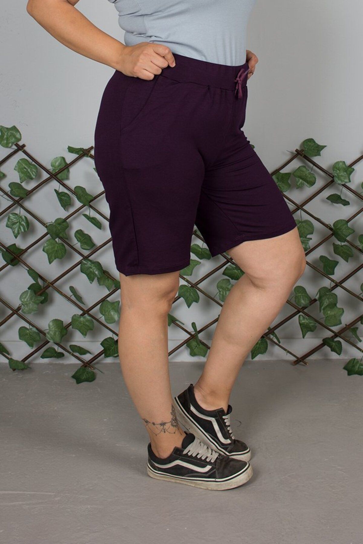 Truva XXL-Plus Size Plum Combed Cotton Shorts – Comfortable and Flexible for Daily Use 4