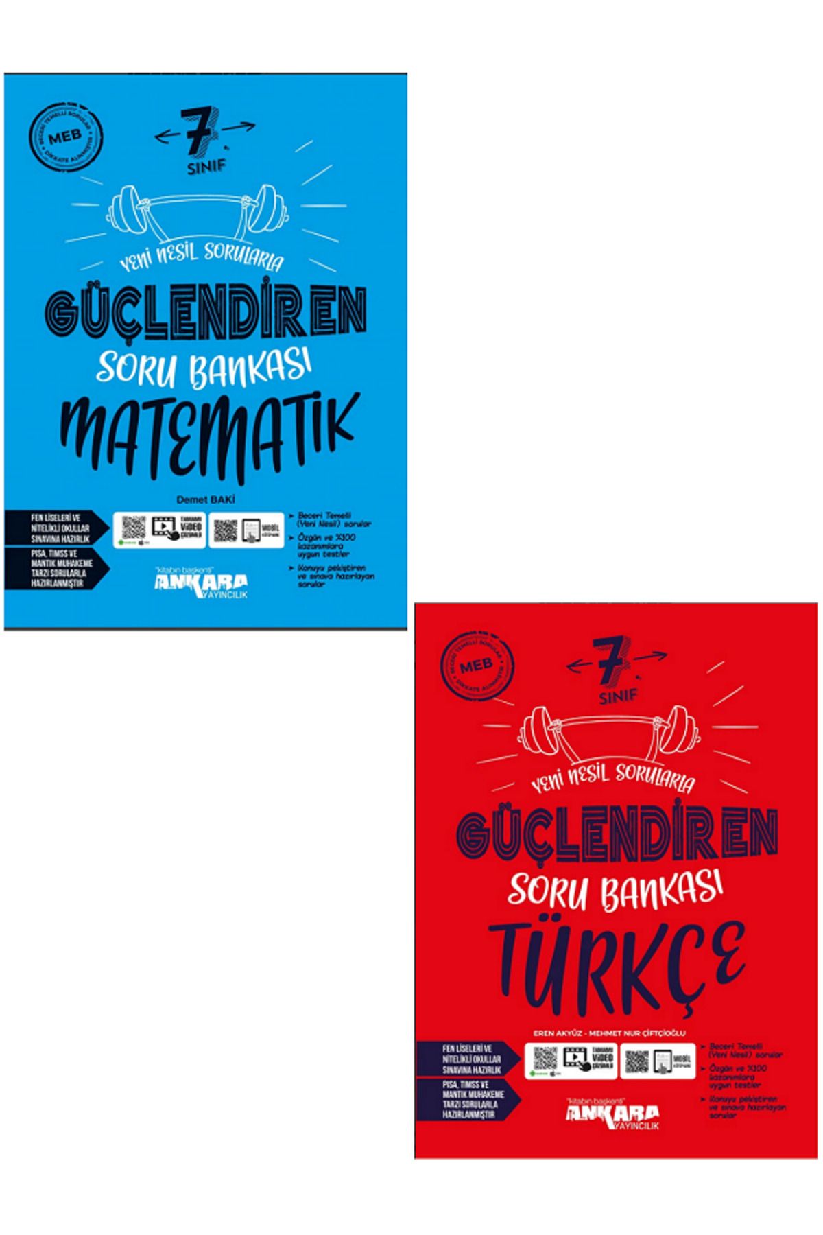 Evrensel İletişim Yayınları 7.Sınıf Ankara Güçlendiren Matematik + Türkçe Soru Bankaları / Video Çözümlü - 2 KİTAP SET