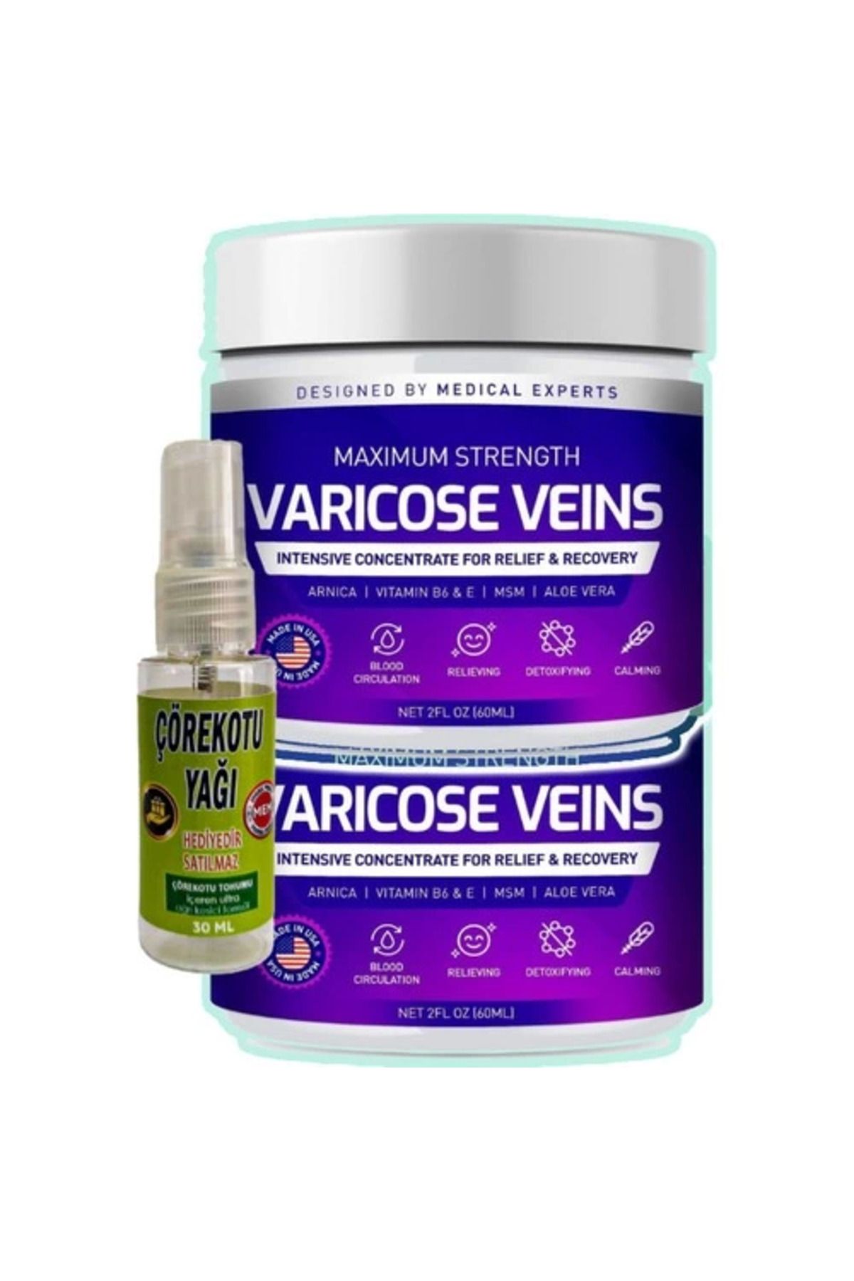 feifei Pharmapulse Varicose Veins Purple Bakım Kremi 100 ml x 2 adet + Çörek Otu Yağı 30 ml