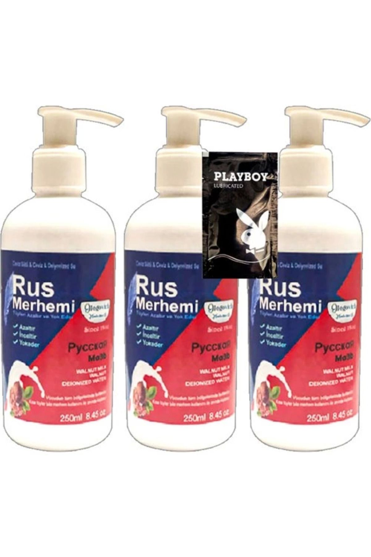 feifei Playboy 3 Tane 250 ml Ceviz Sütlü & Cevizli Rus Merhemi Tüy Dökücü Krem + 1 Armağan Jel - 000031KI
