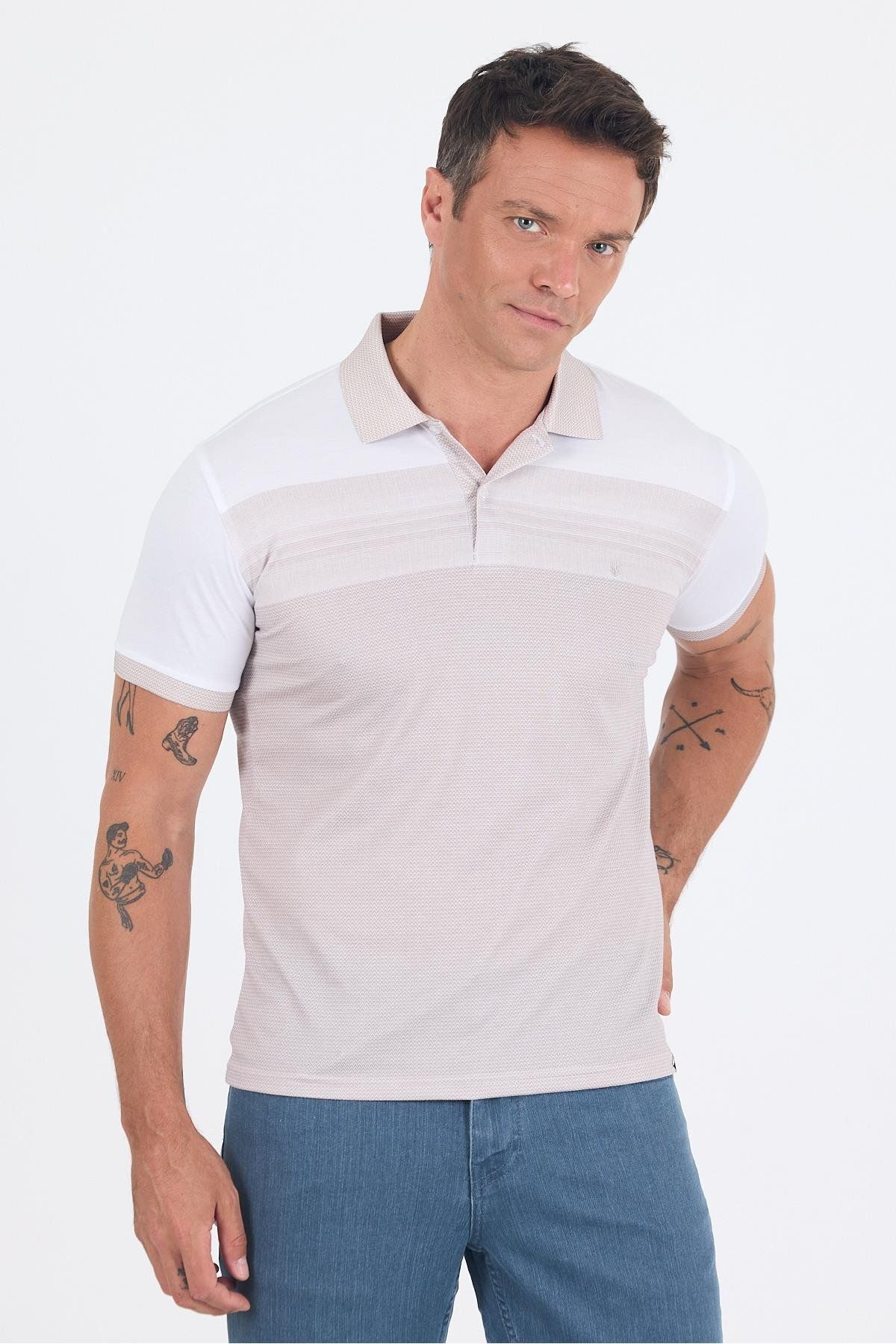 İmza Kısa Kol Baskılı Pike Polo Yaka Cepsiz Slim Fit Tişört 1011250166