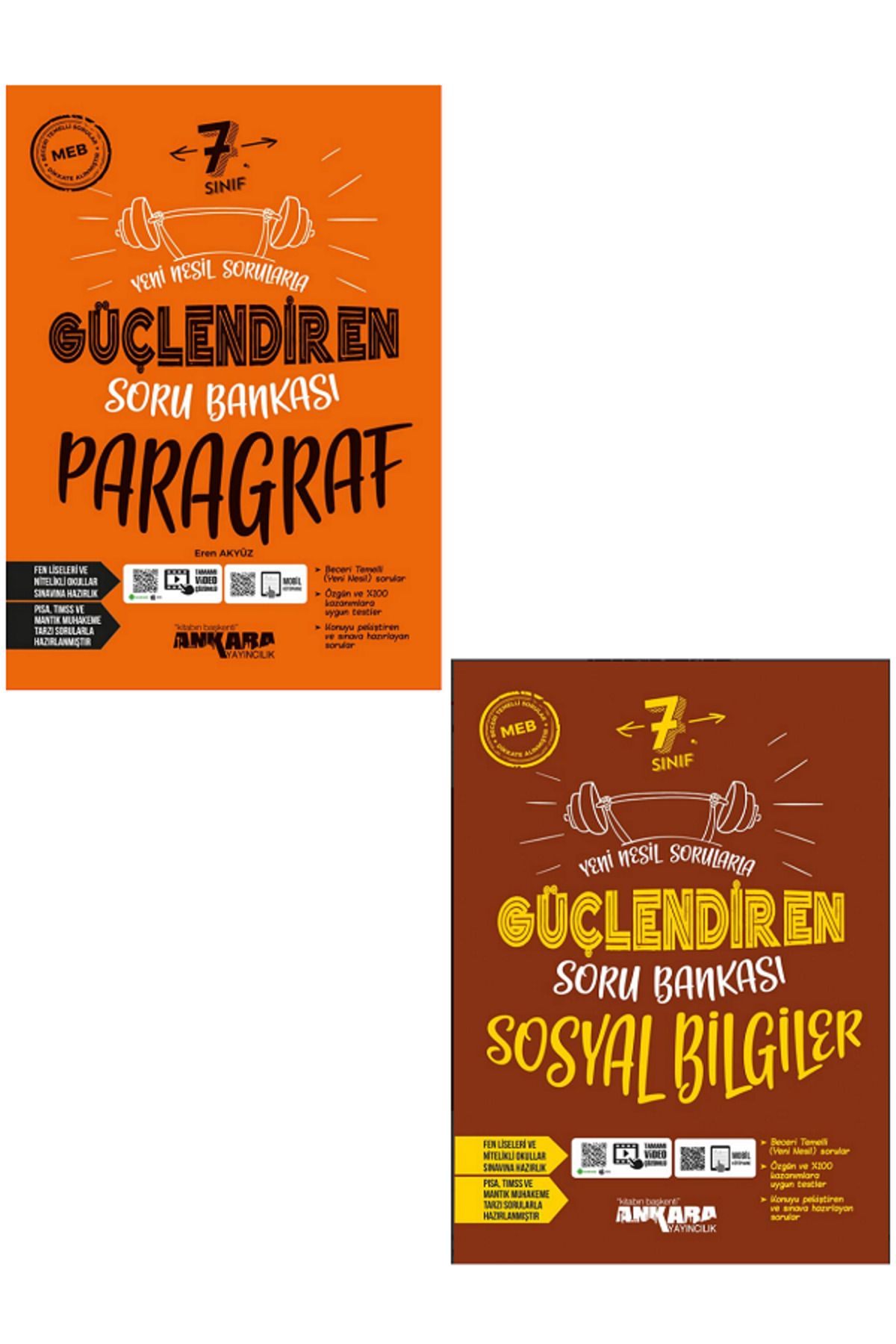Evrensel İletişim Yayınları 7.Sınıf Ankara Güçlendiren Paragraf + Sosyal Bilgiler Soru Bankaları / Video Çözümlü - 2 KİTAP SET