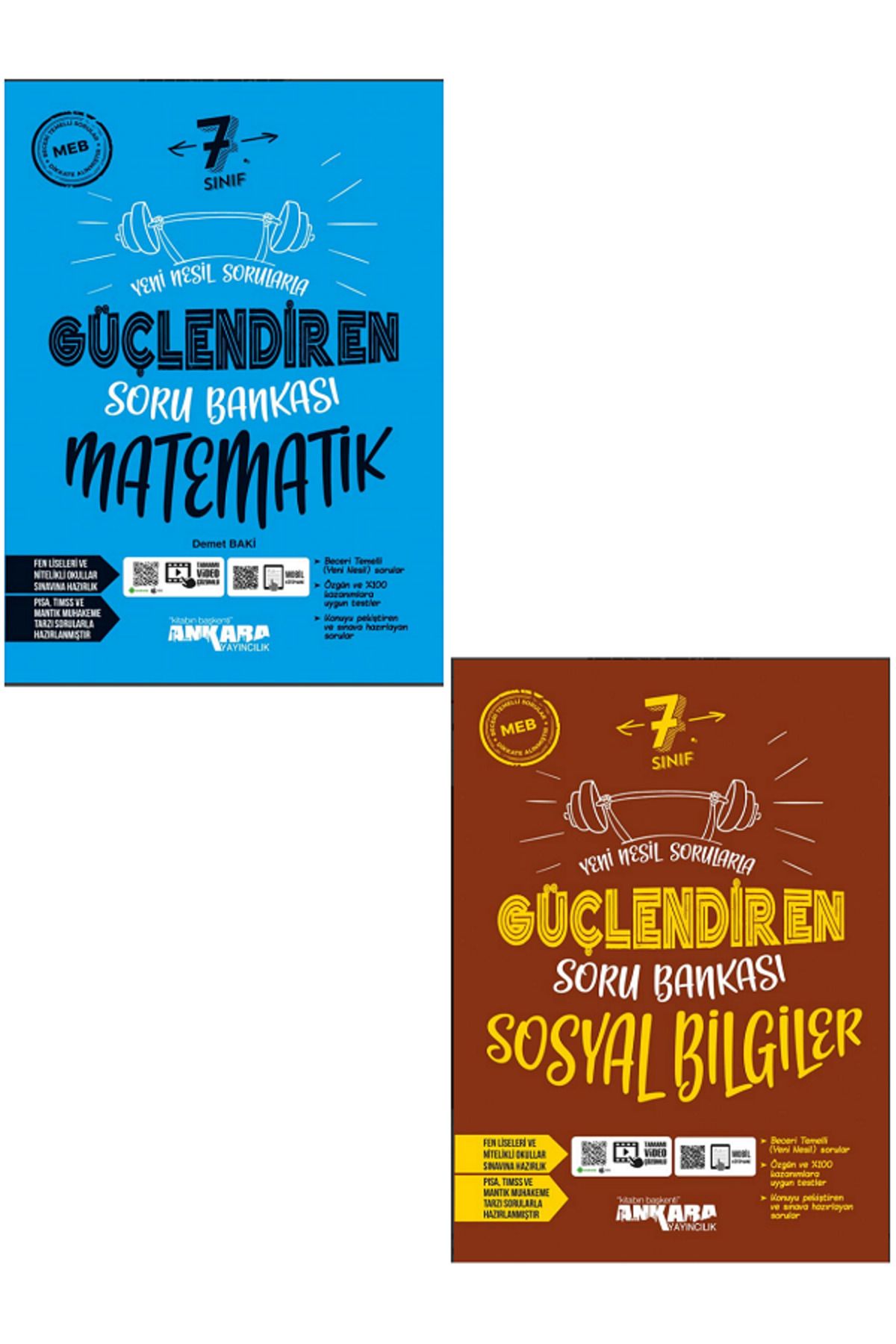 Evrensel İletişim Yayınları 7.Sınıf Ankara Güçlendiren Matematik + Sosyal Bilgiler Soru Bankaları / Video Çözümlü - 2 KİTAP SET