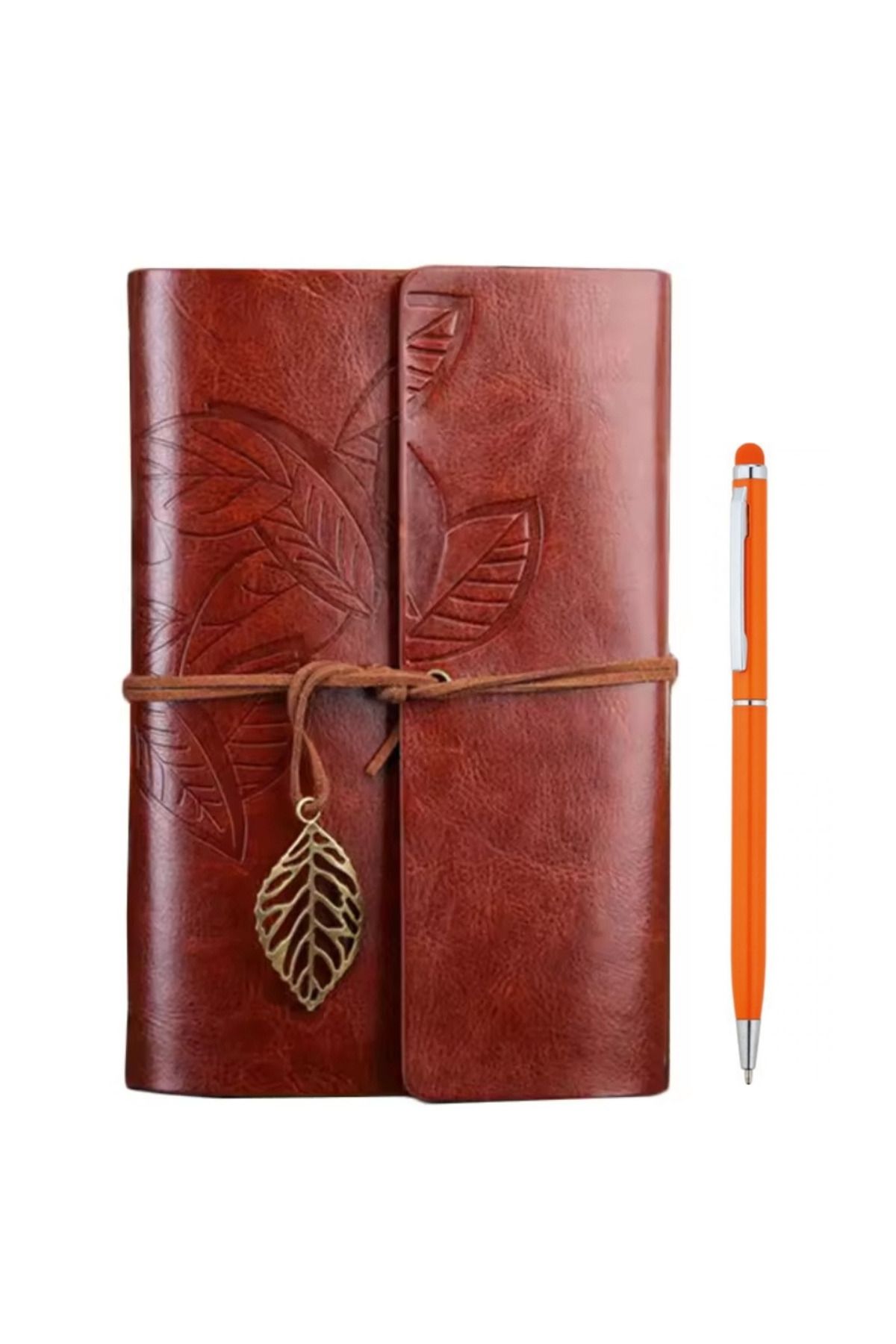 Wolawood El Yapımı Deri Kapaklı Defter ve Özel Kalem Seti Vintage Nostaljik Günlük, Ajanda Özel Gün Hediyesi