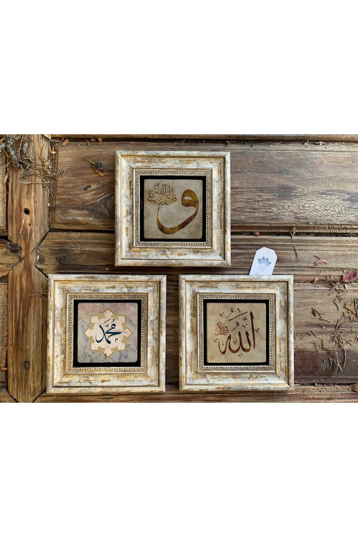 Elioure Çerçeveli Taş Duvar Dekoru 20x20 cm, 3'lü, güzel tasarım