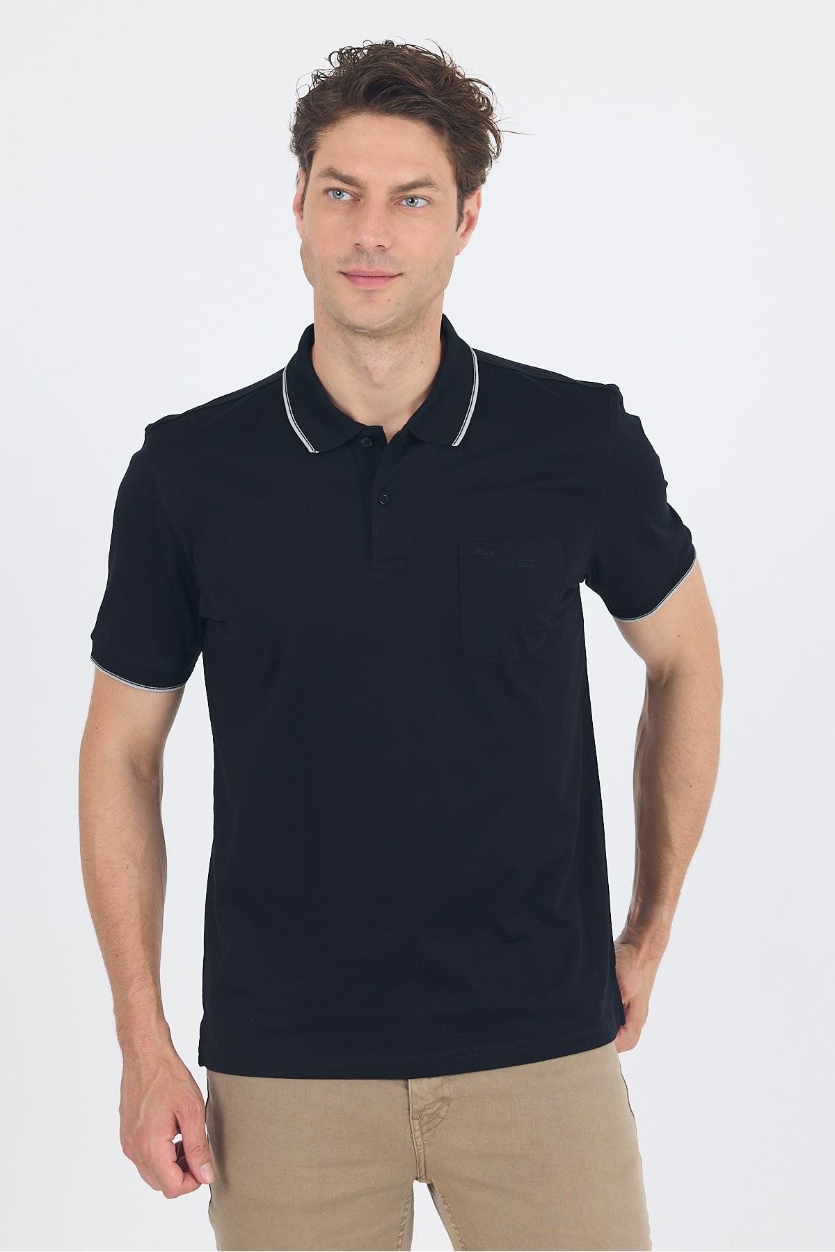 İmza Kısa Kol Düz Suprem Polo Yaka Cepli %100 Pamuk Comfort Fit Tişört 1011250189