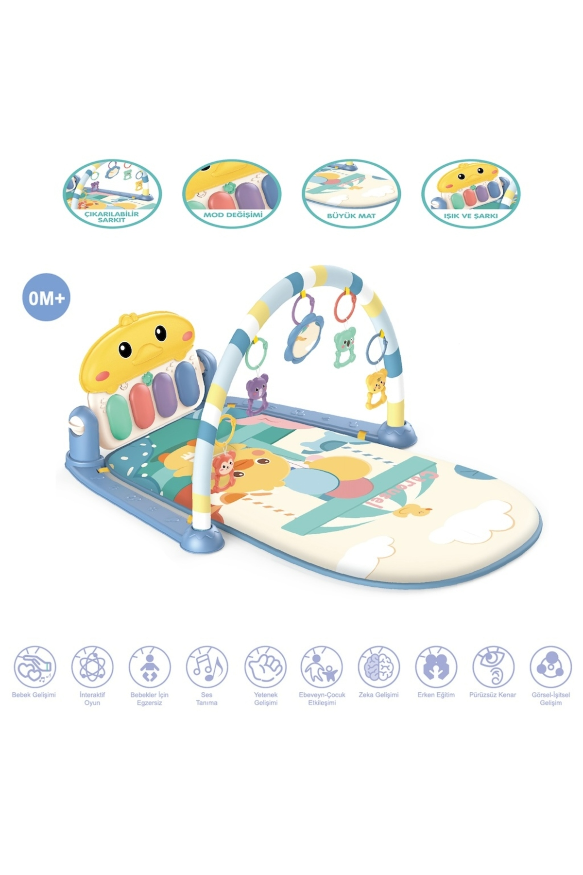babydoor Toys Sevimli Ördek Piyanolu Sesli Işıklı Oyun Halısı Ve Jimnastik Merkezi fotoğrafı 2 (önizleme)
