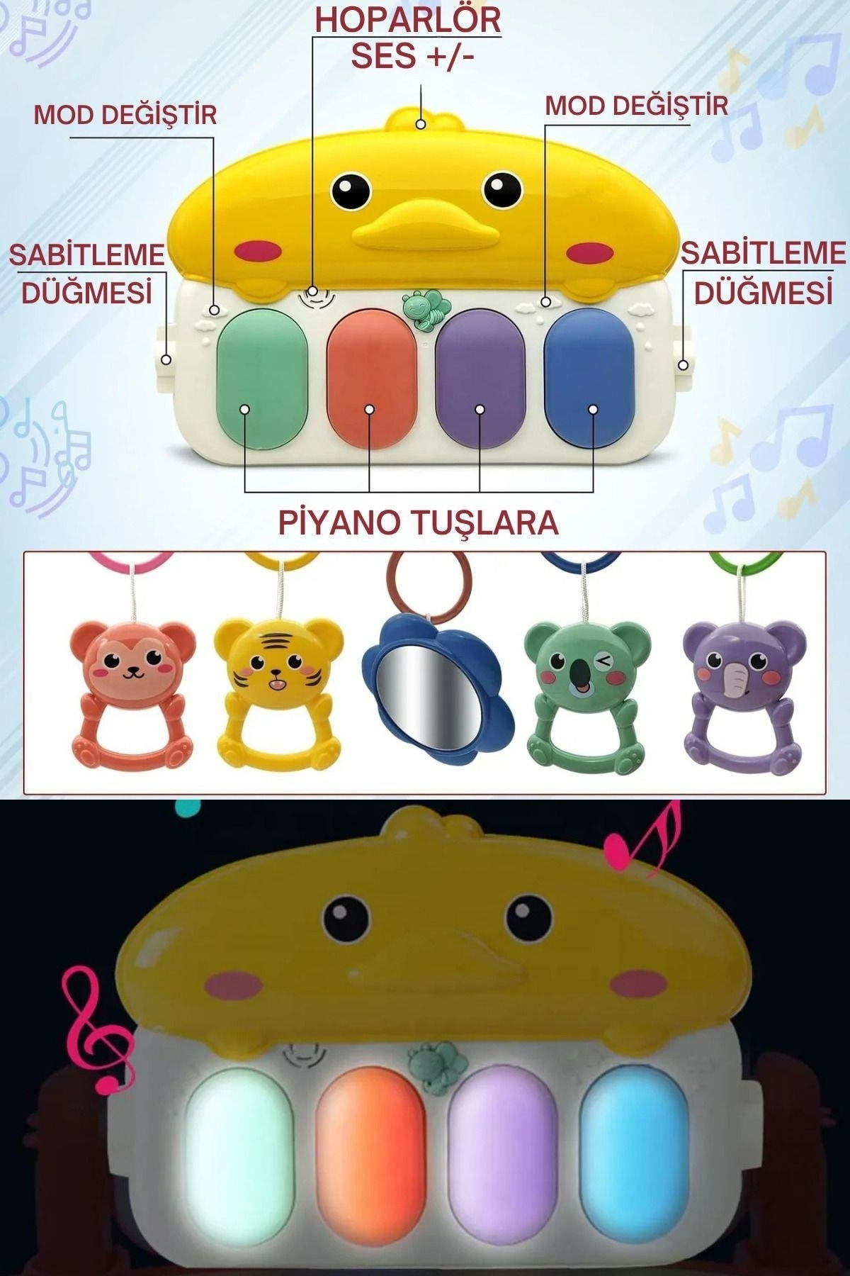 babydoor Toys Sevimli Ördek Piyanolu Sesli Işıklı Oyun Halısı Ve Jimnastik Merkezi fotoğrafı 3 (önizleme)