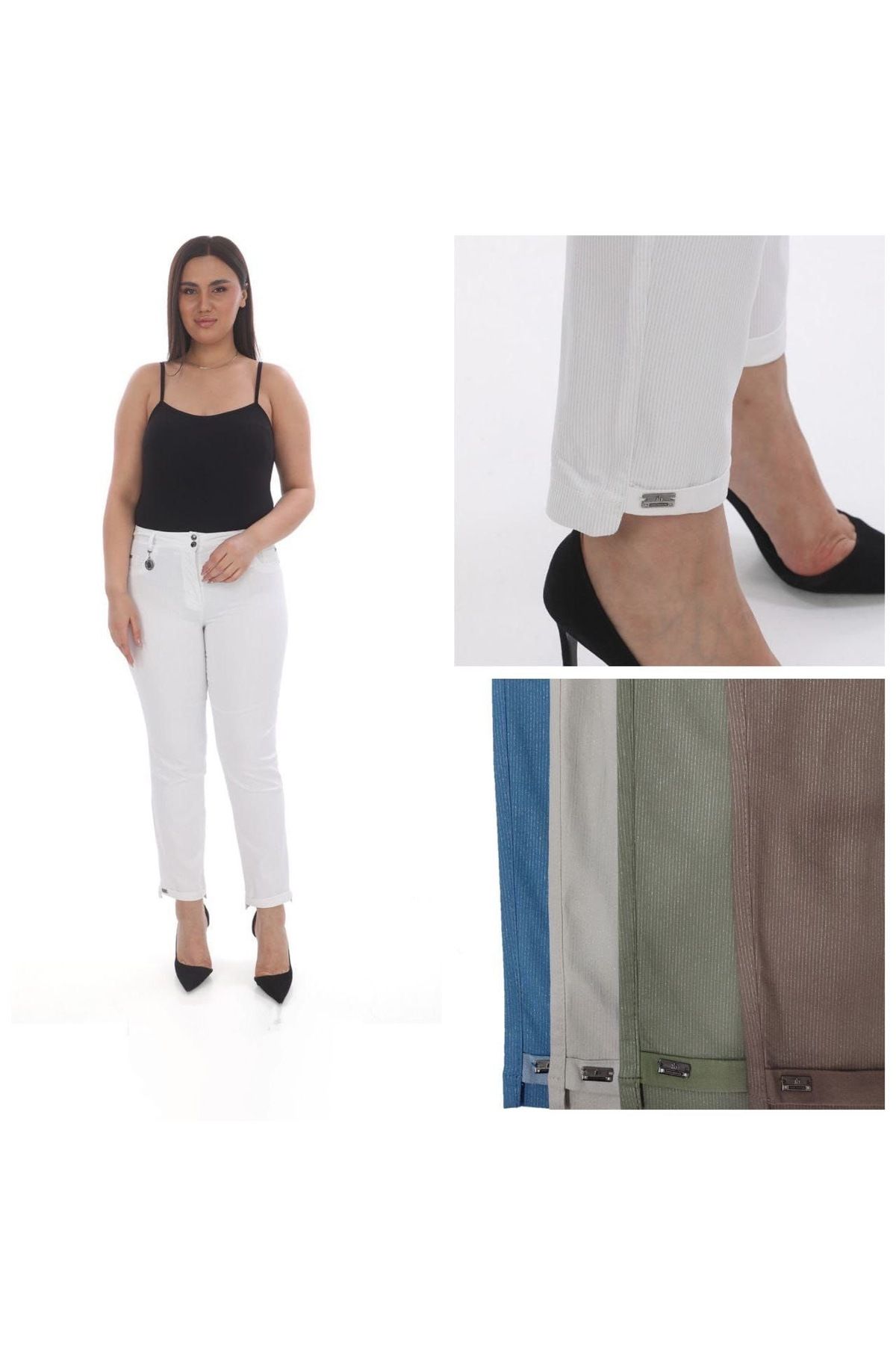 Hey Butik Büyük Beden Kadın Pantolon Sim Ve Paça Detaylı